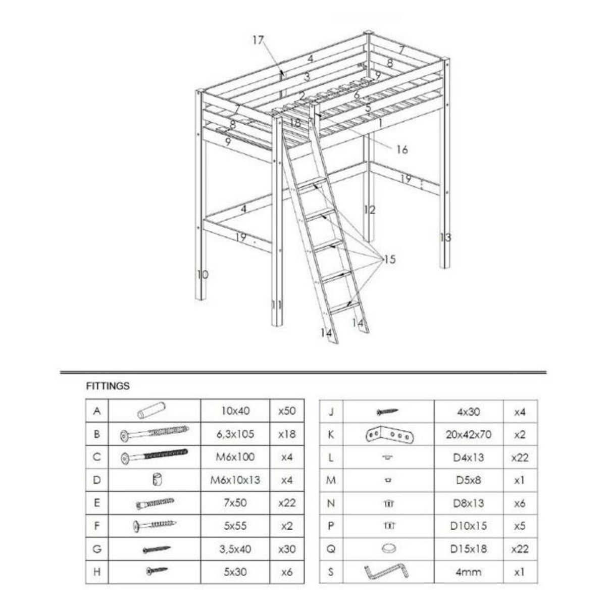 Paris Prix Pack - Lit Superposé Enfant & Tiroir  Pino III  Gris