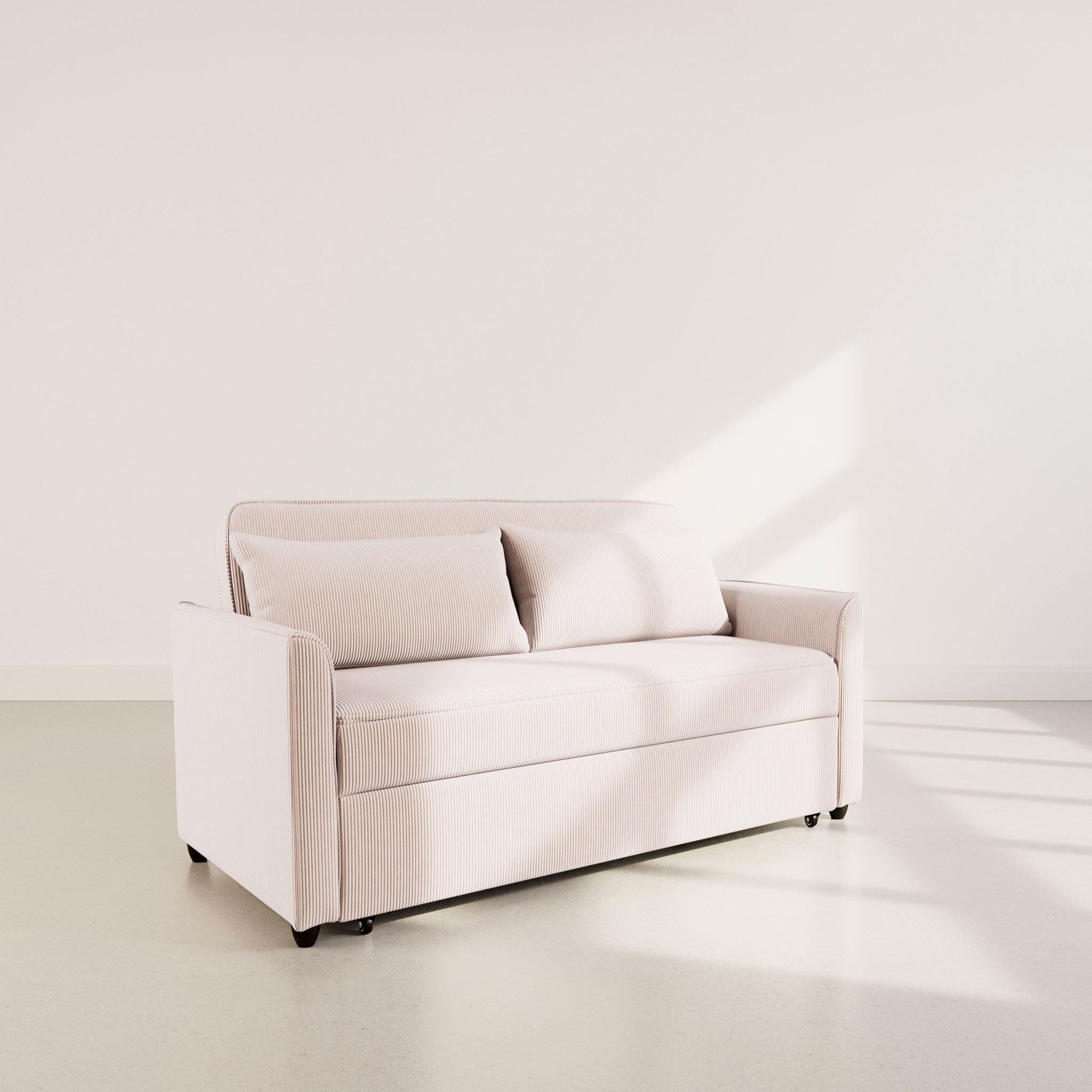 Voir la diapositive 3 : BEST MOBILIER Ernest - canapé droit 3 places convertible en velours côtelé
