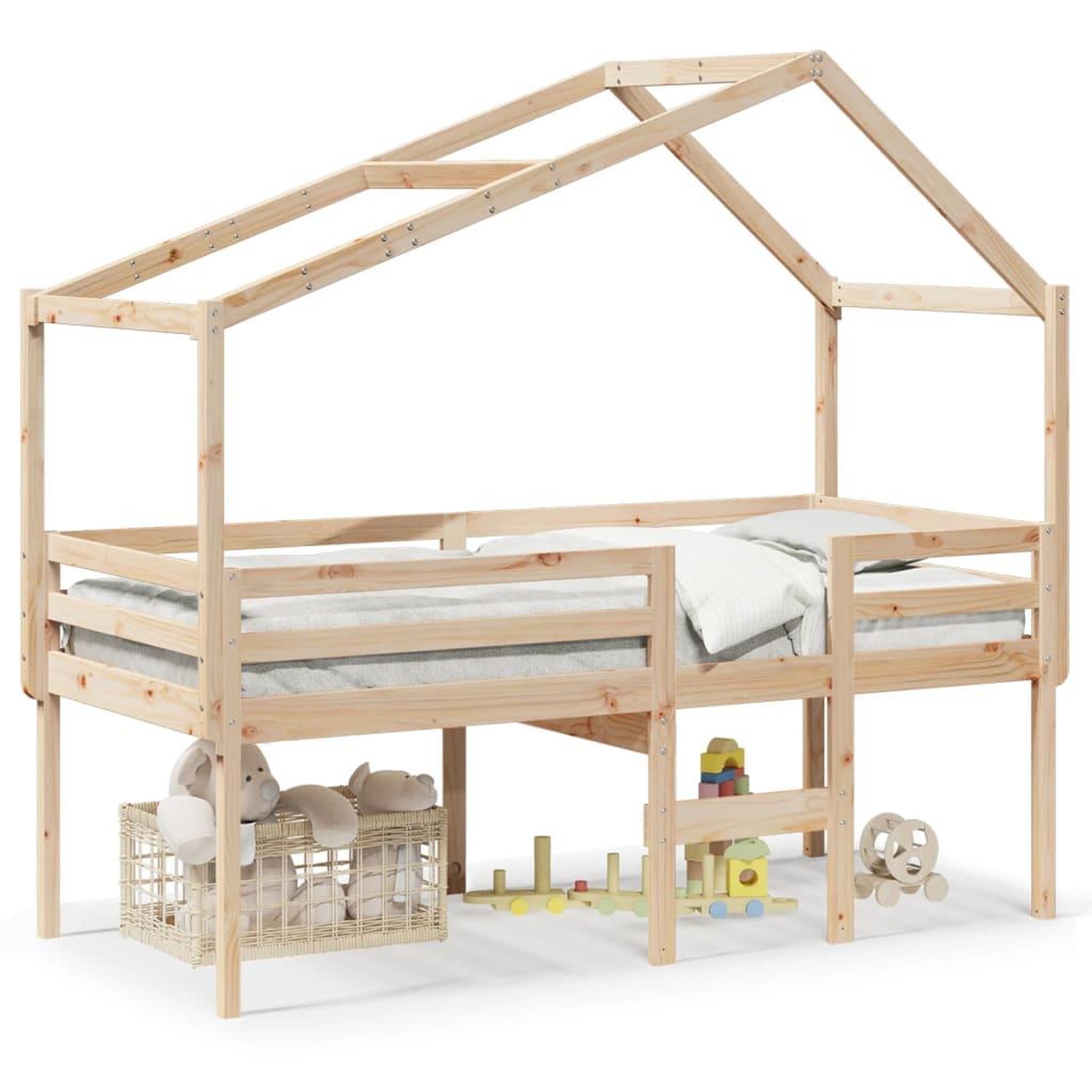 Voir la diapositive 2 : VIDAXL Lit haut sans matelas 75x190 cm bois de pin massif