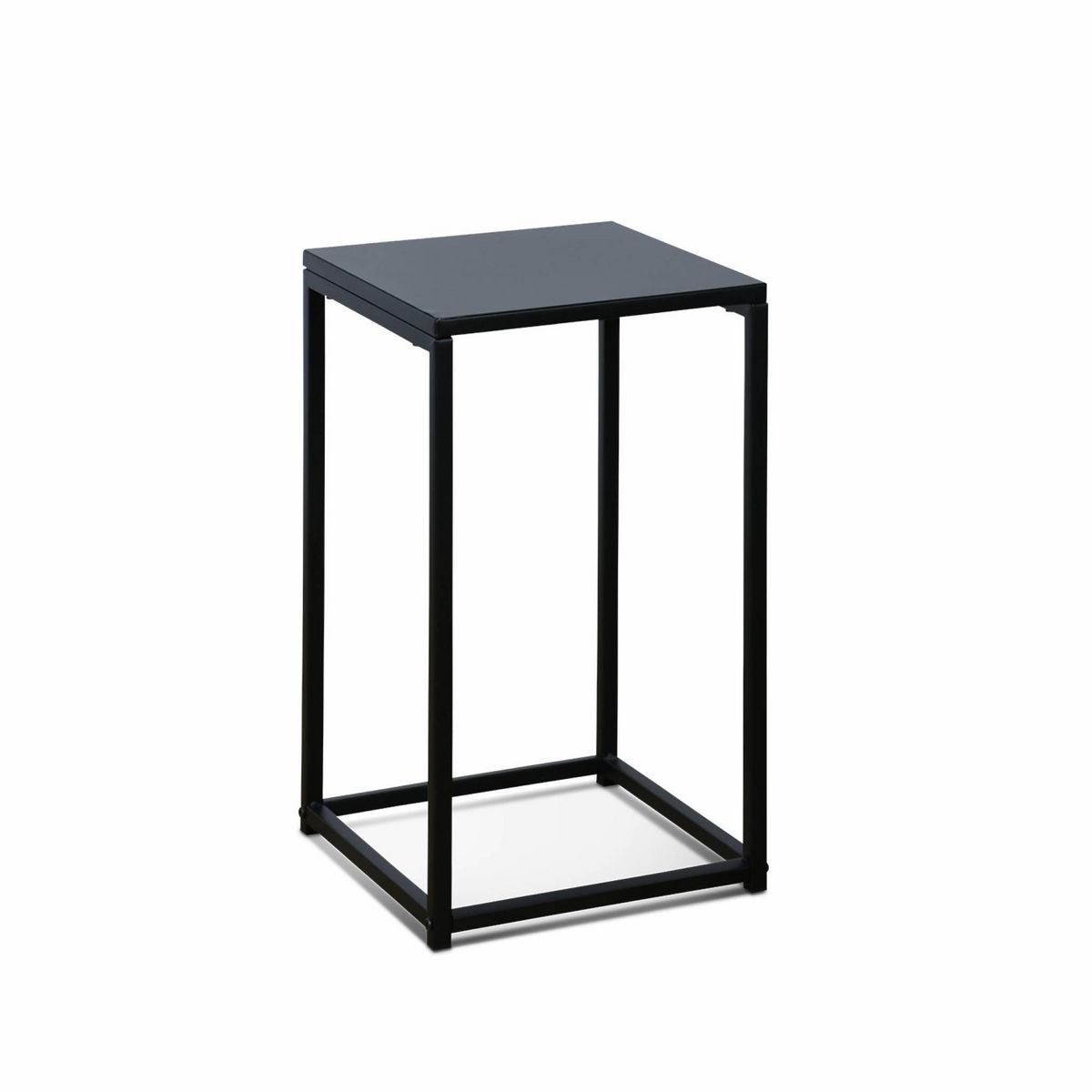 SWEEEK Lot de 2 tables d'appoint gigognes noires - Industrielle - bouts de canapé 34x34x74cm / 30x30x54cm