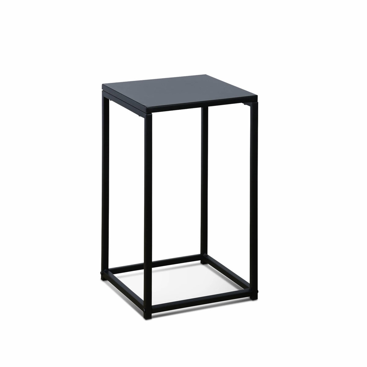 SWEEEK Lot de 2 tables d'appoint gigognes noires - Industrielle - bouts de canapé 34x34x74cm / 30x30x54cm