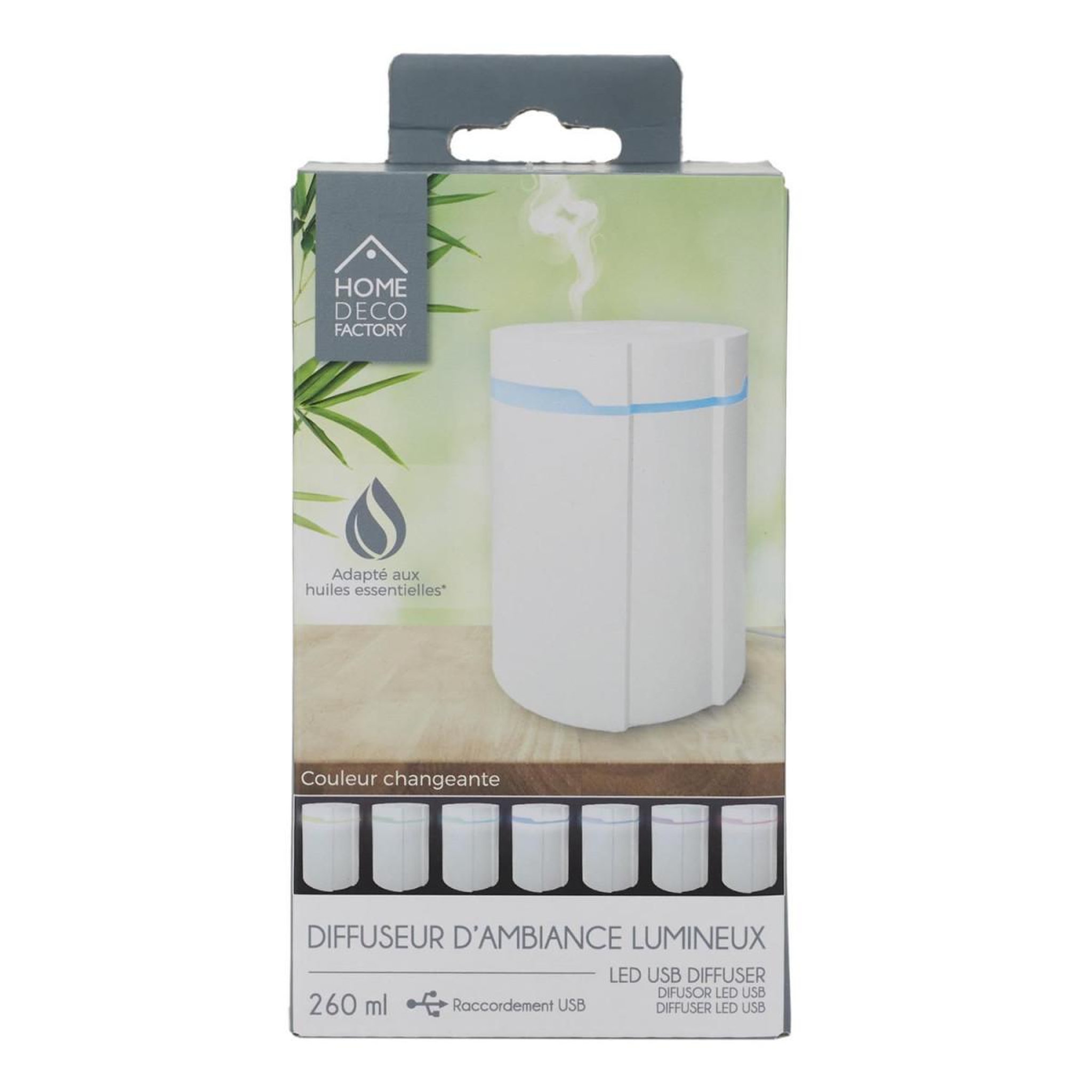 Voir la diapositive 6 : The Home Deco Factory Diffuseur d'huile essentielle usb  led  260ml blanc