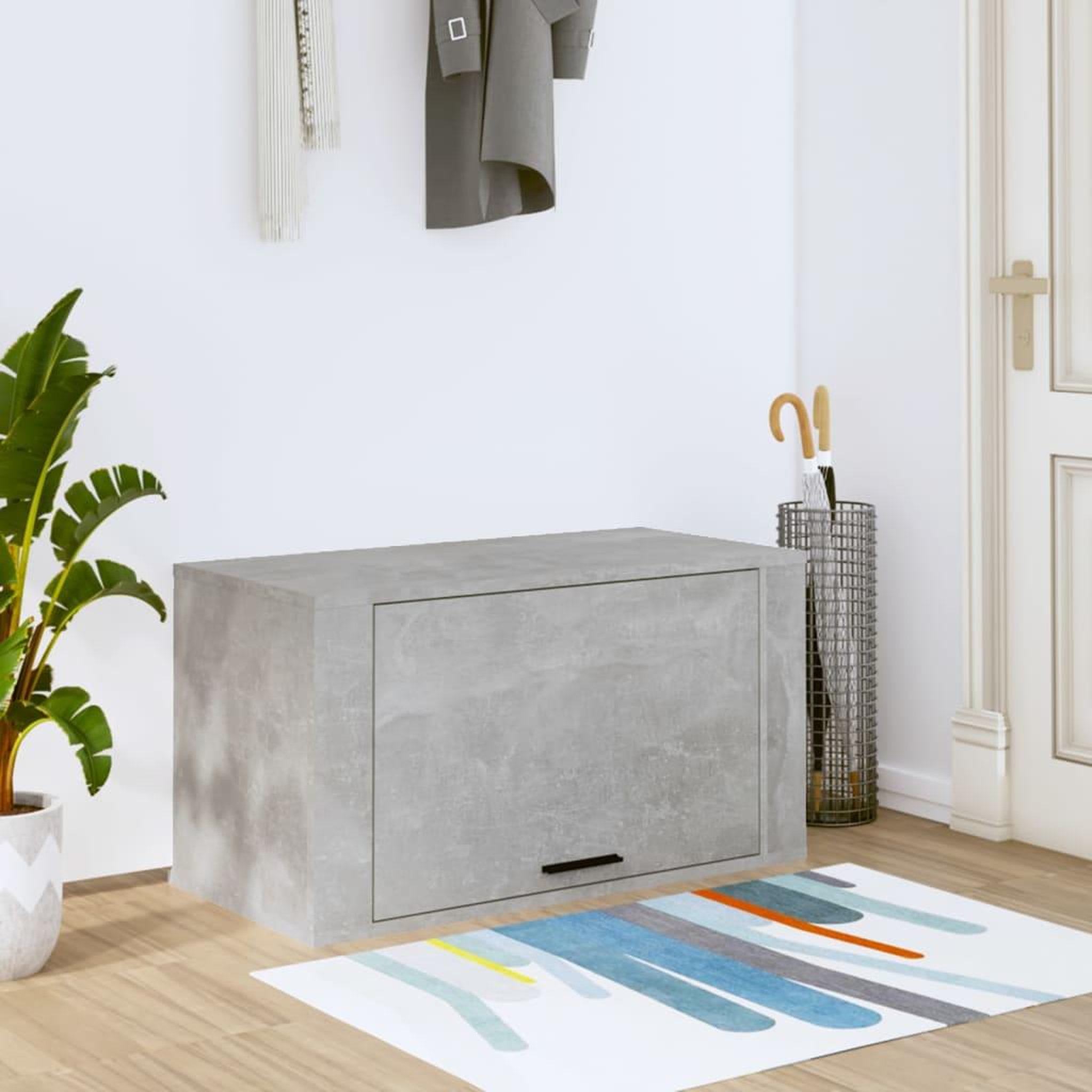 Voir la diapositive 1 : VIDAXL Armoire a chaussures murale Gris beton 70x35x38 cm