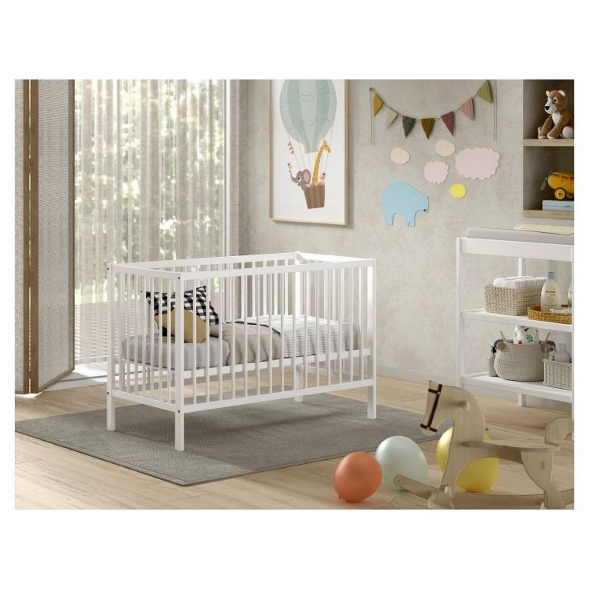 Vipack Lit Bébé Dino 60x120 Cm Blanc