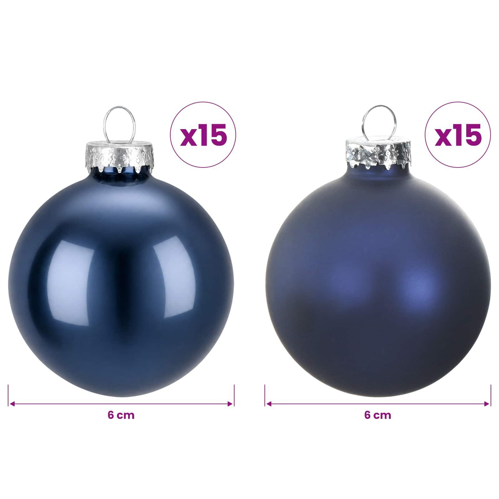Voir la diapositive 6 : VIDAXL Ensemble de boules de Noël 30 pc Bleu 6 cm Polystyrene
