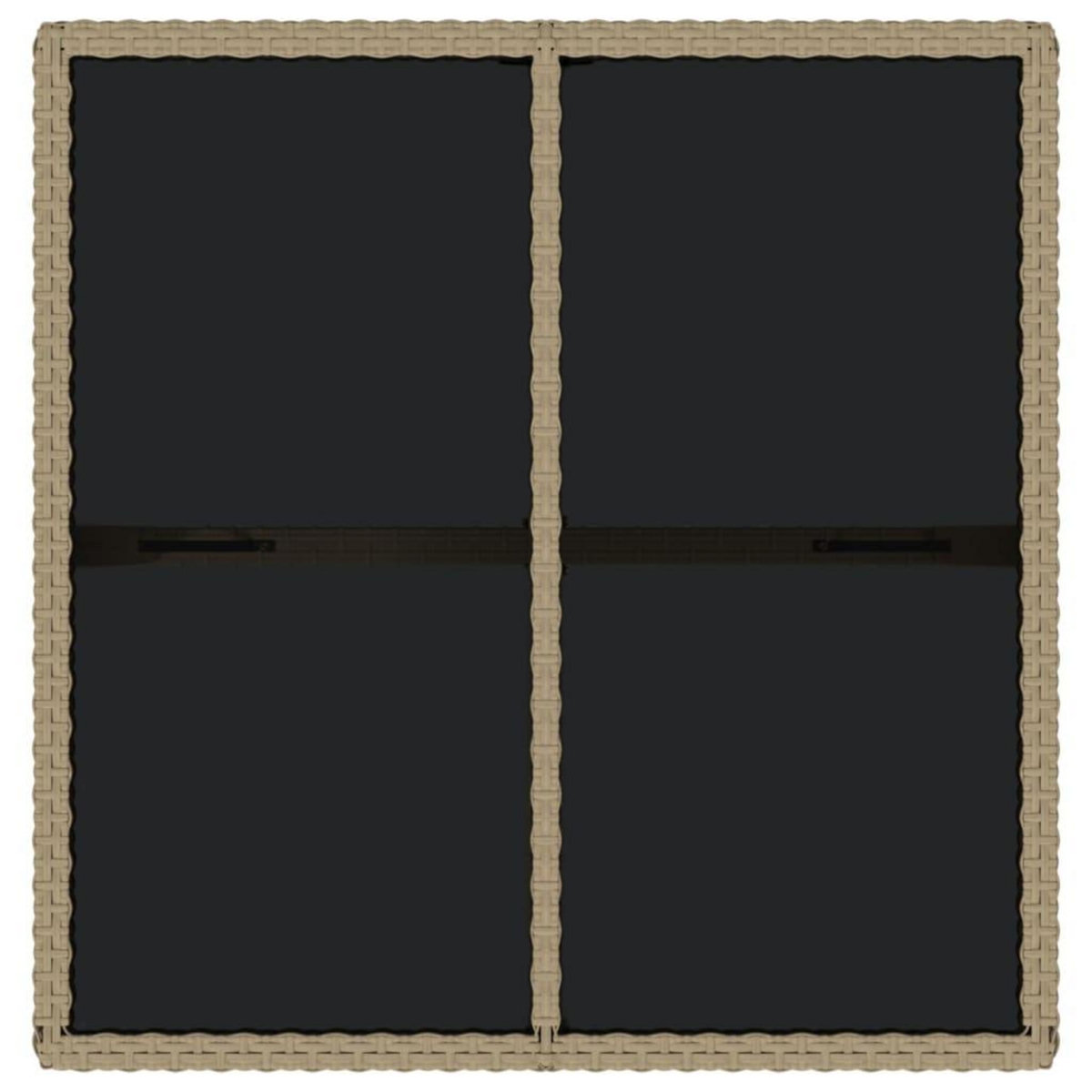 VIDAXL Table de jardin Beige 109x107x74 cm Resine tressee et verre