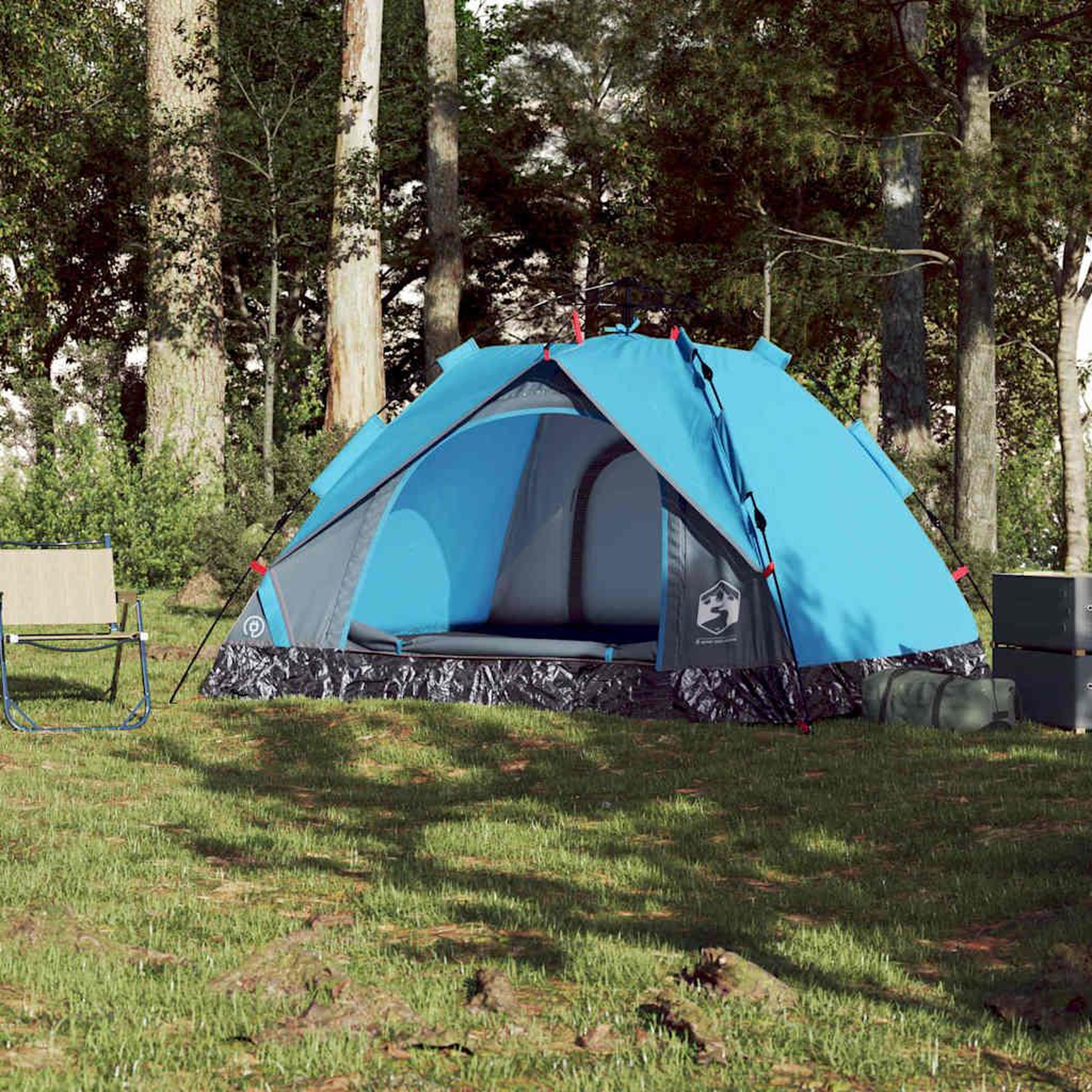 Voir la diapositive 3 : VIDAXL Tente de camping a dome 3 personnes bleu liberation rapide