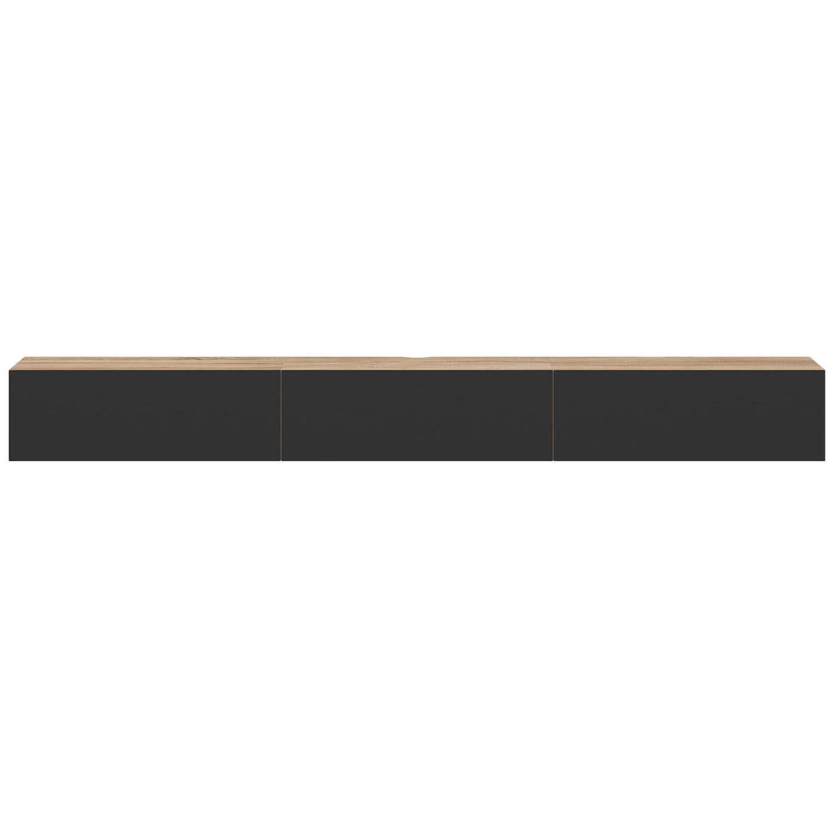 ID MARKET Meuble TV 270 cm suspendu ELIO 3 portes bois et noir
