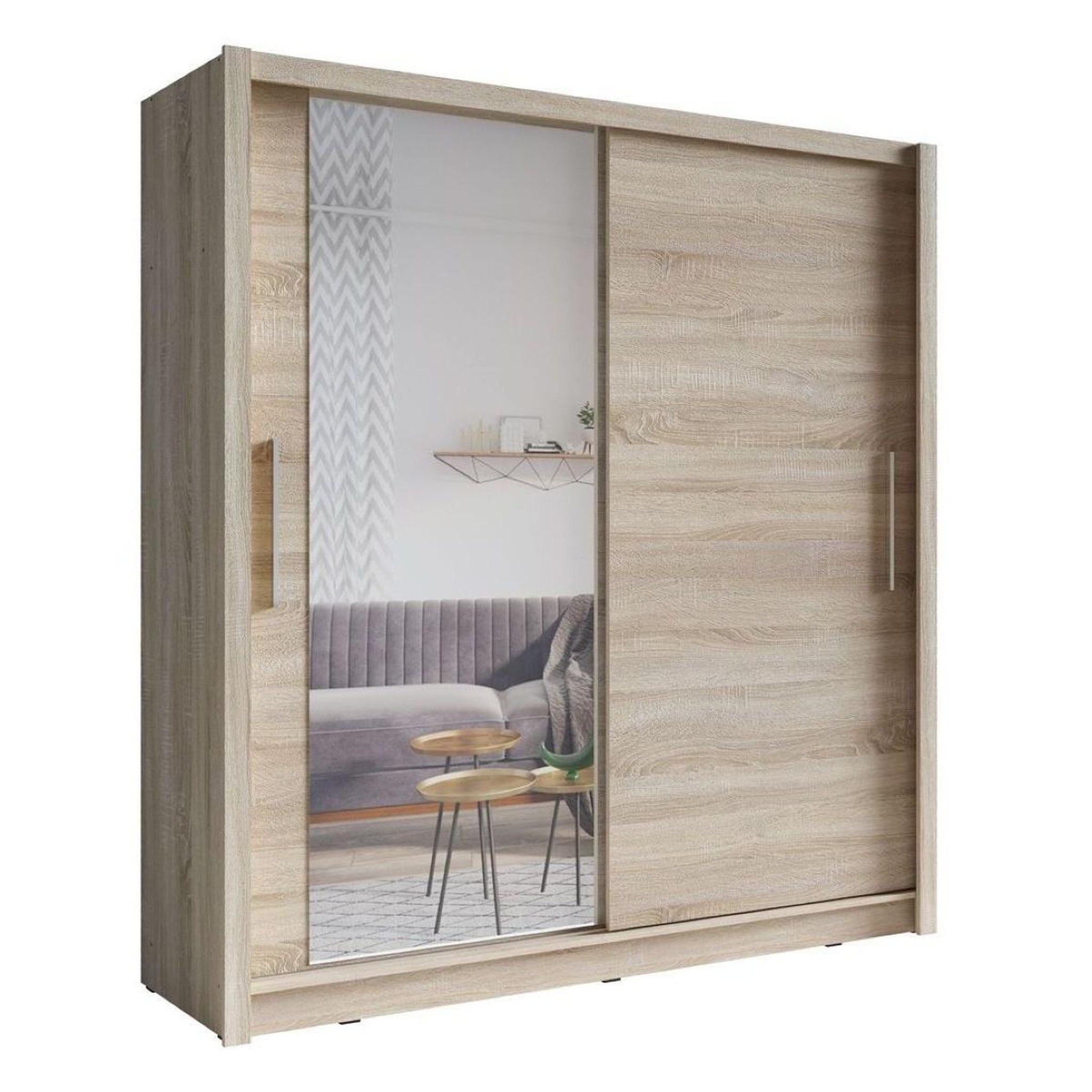 JLC KREATION Armoire moderne bois 2 portes coulissantes 155cm ulric