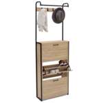 ID MARKET Vestiaire d'entrée LUIS meuble chaussures 3 portes design industriel
