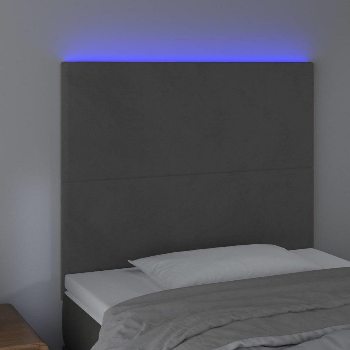 VIDAXL Tete de lit a LED Gris fonce 100x5x118/128 cm Velours