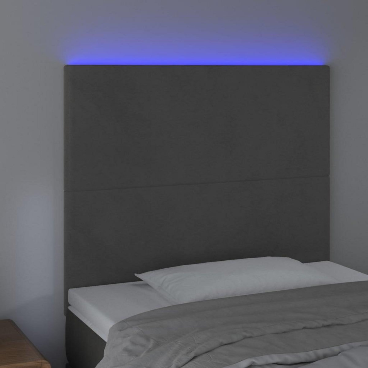 VIDAXL Tete de lit a LED Gris fonce 100x5x118/128 cm Velours