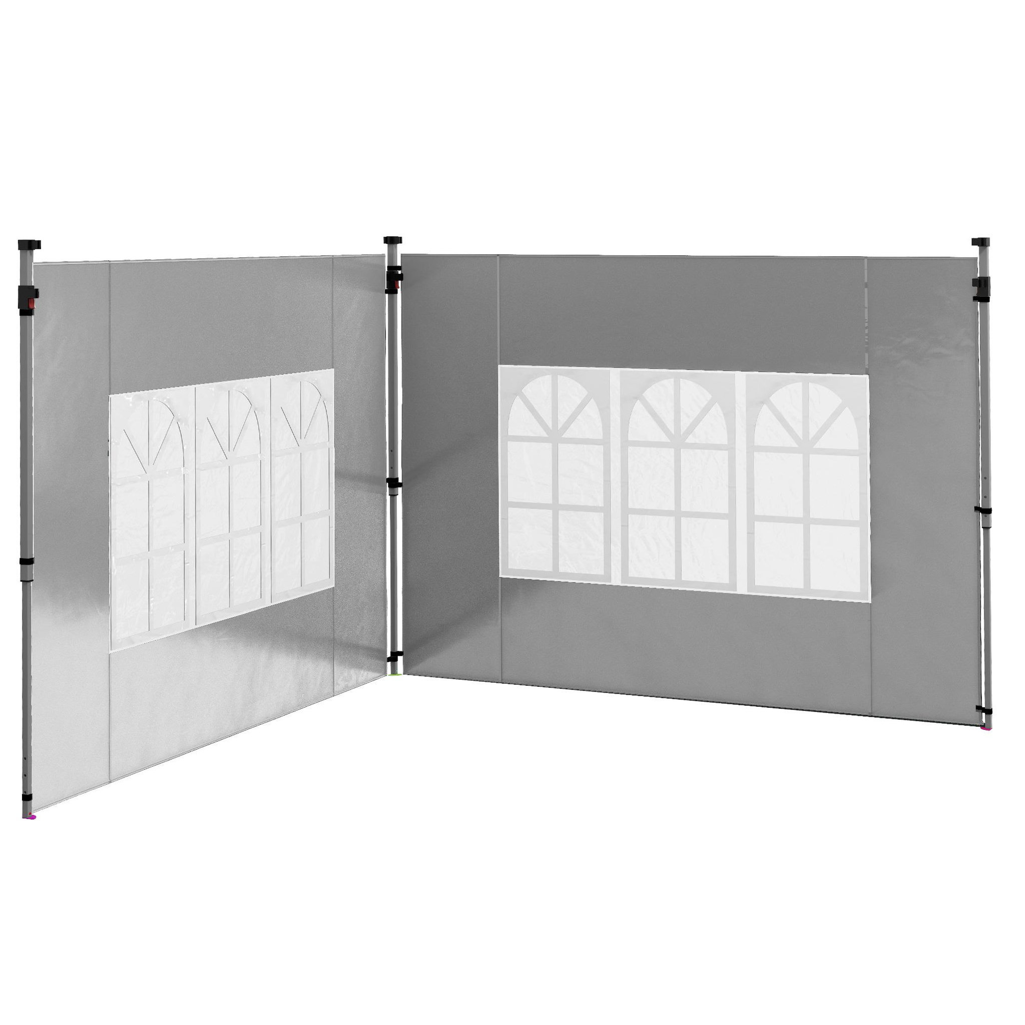 Voir la diapositive 5 : OUTSUNNY Lot de 2 parois latérales pour tonnelle 3 x 3 m ou 3 x 4 m - bâches de barnum 295 x 195 cm gris clair
