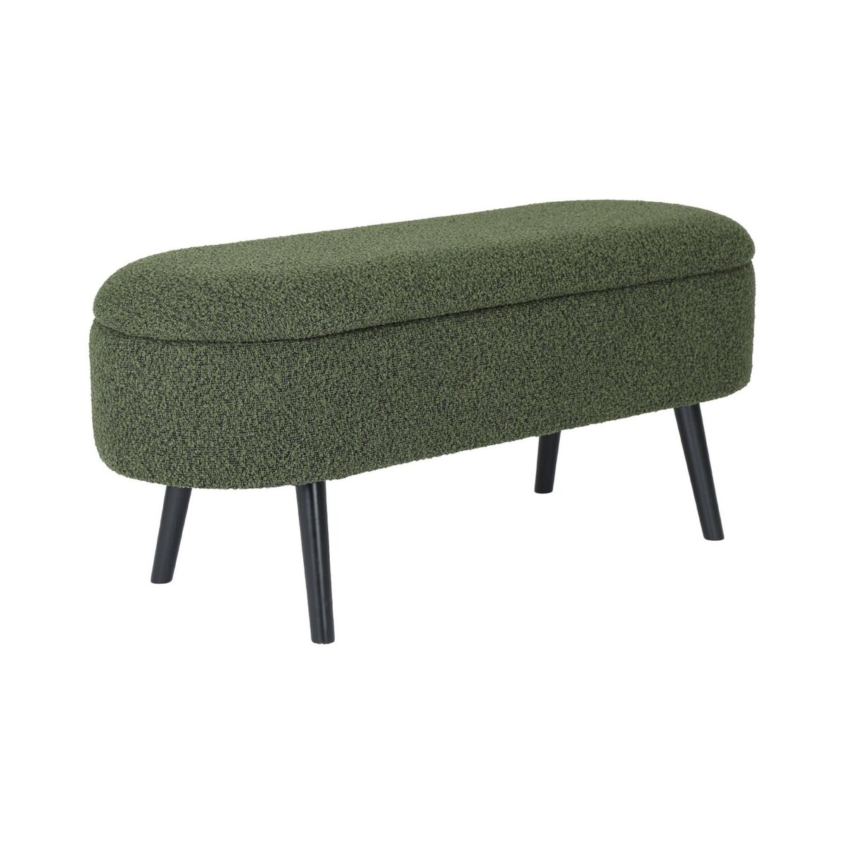 SWEEEK Banc coffre, bout de lit avec revêtement bouclette, pieds en bois noir