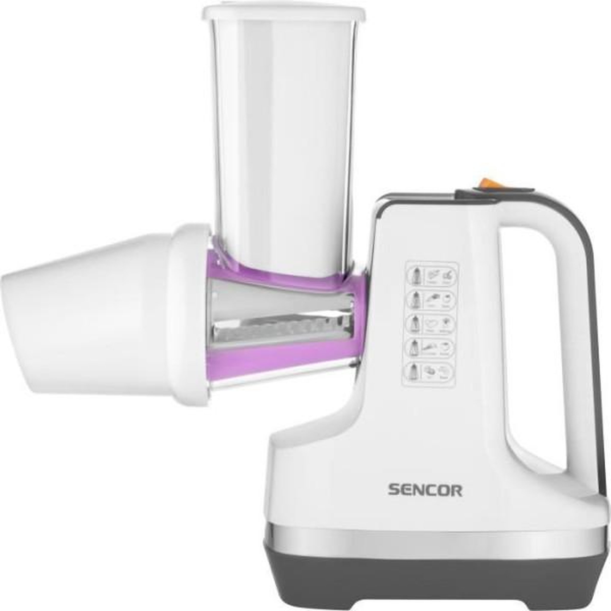 Voir la diapositive 6 : MARKET24 Trancheuse Découpe légumes et sorbétiere - SENCOR - SSG 4500WH - 150 W - 6 accessoires - Blanc