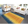 Voir la diapositive 2 : Paris Prix Tapis en Laine Fait Main  Sunset  90x160cm Jaune & Bleu