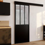 Voir la diapositive 2 : ID MARKET Kit porte coulissante verrière verre trempé givré 83 cm en métal + MDF avec rail et fixations