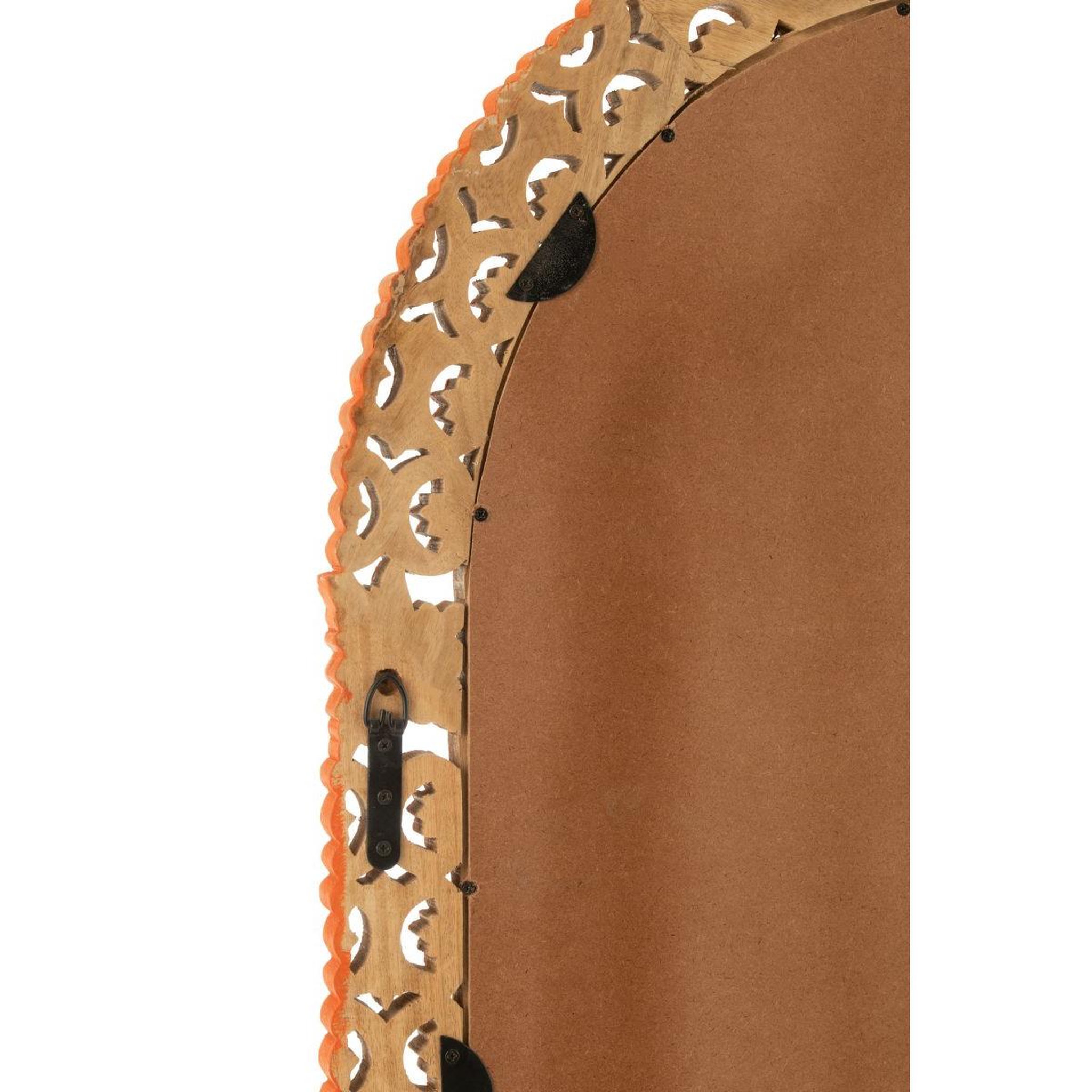 Voir la diapositive 4 : J-LINE Miroir Sculpté en Bois  Mumbai  160cm Orange