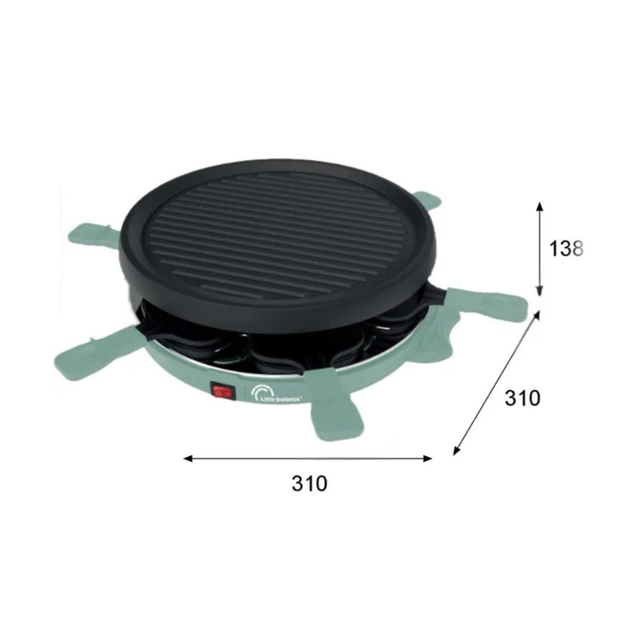 Voir la diapositive 2 : LITTLE BALANCE Appareil à raclette 6 personnes 800w - 8948