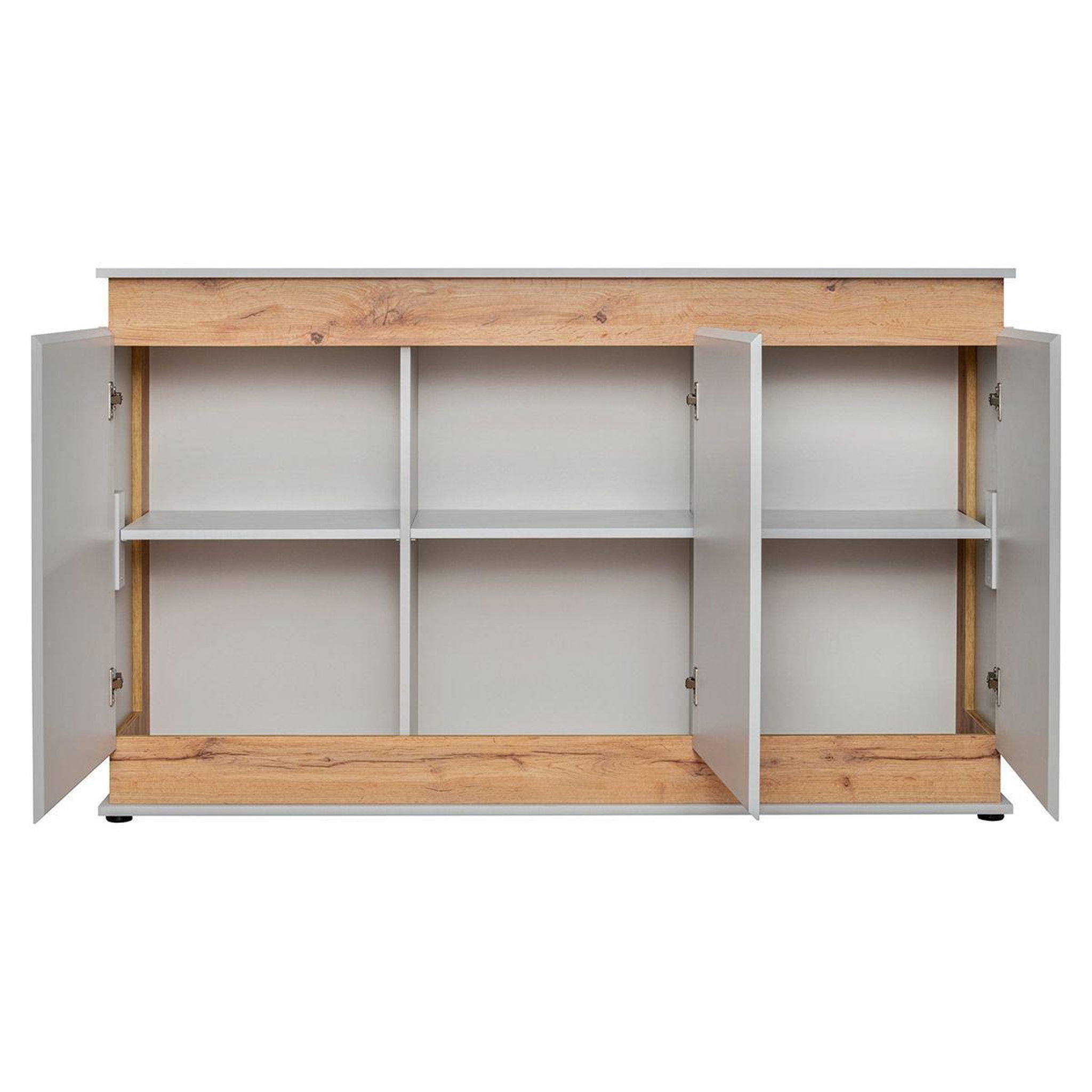 Voir la diapositive 2 : Paris Prix Buffet 3 Portes Design  Berlin  150cm Gris & Naturel