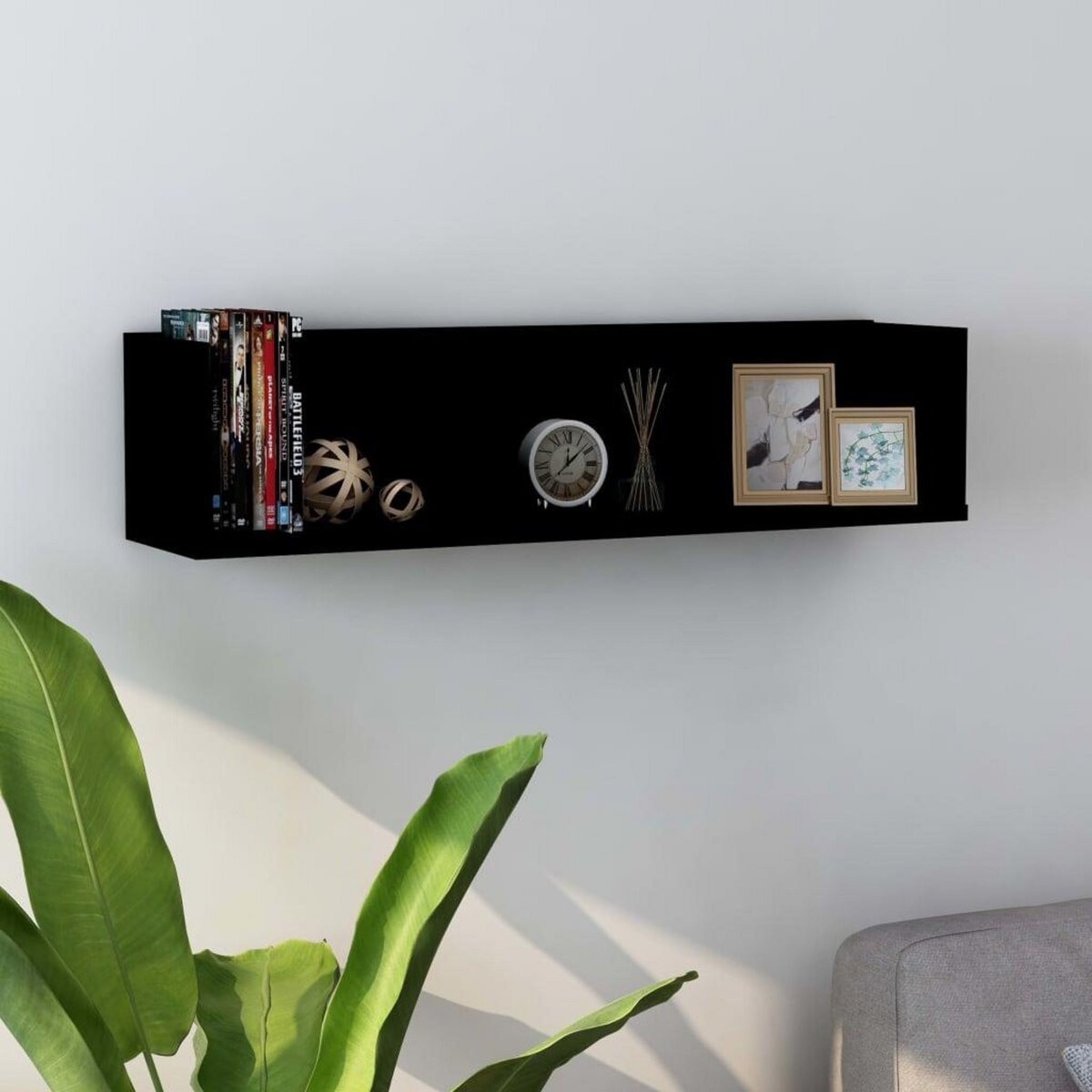 VIDAXL Etagere murale a CD Noir 75x18x18 cm Bois d'ingenierie
