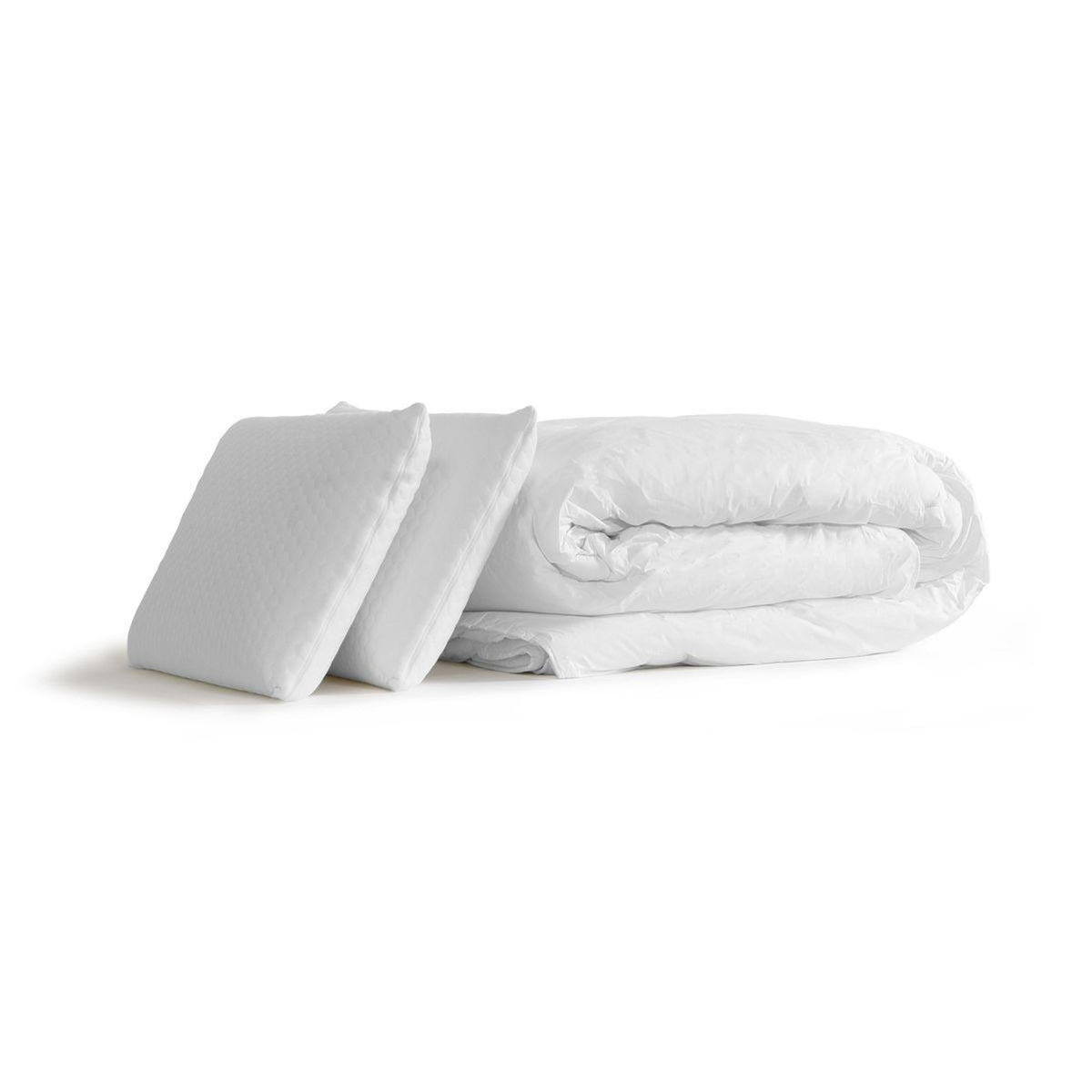 SEPTNUITS Pack matelas + sommier kit gris Memo Luxe Ressorts ensachés + mémoire de forme + Couette + 2 oreillers