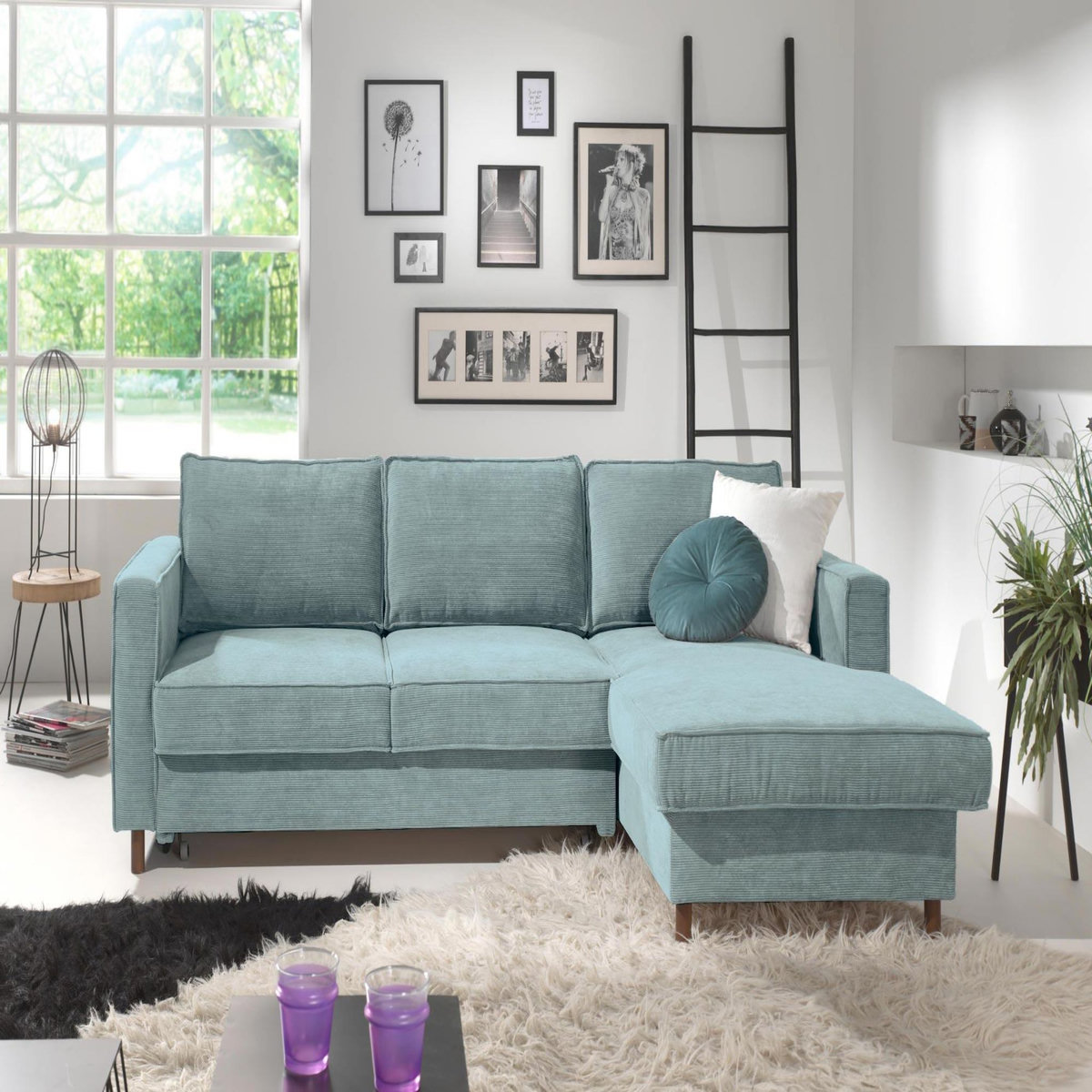 LISA DESIGN Jake - canapé d'angle droit - convertible avec coffre - 4 places - en velours côtelé