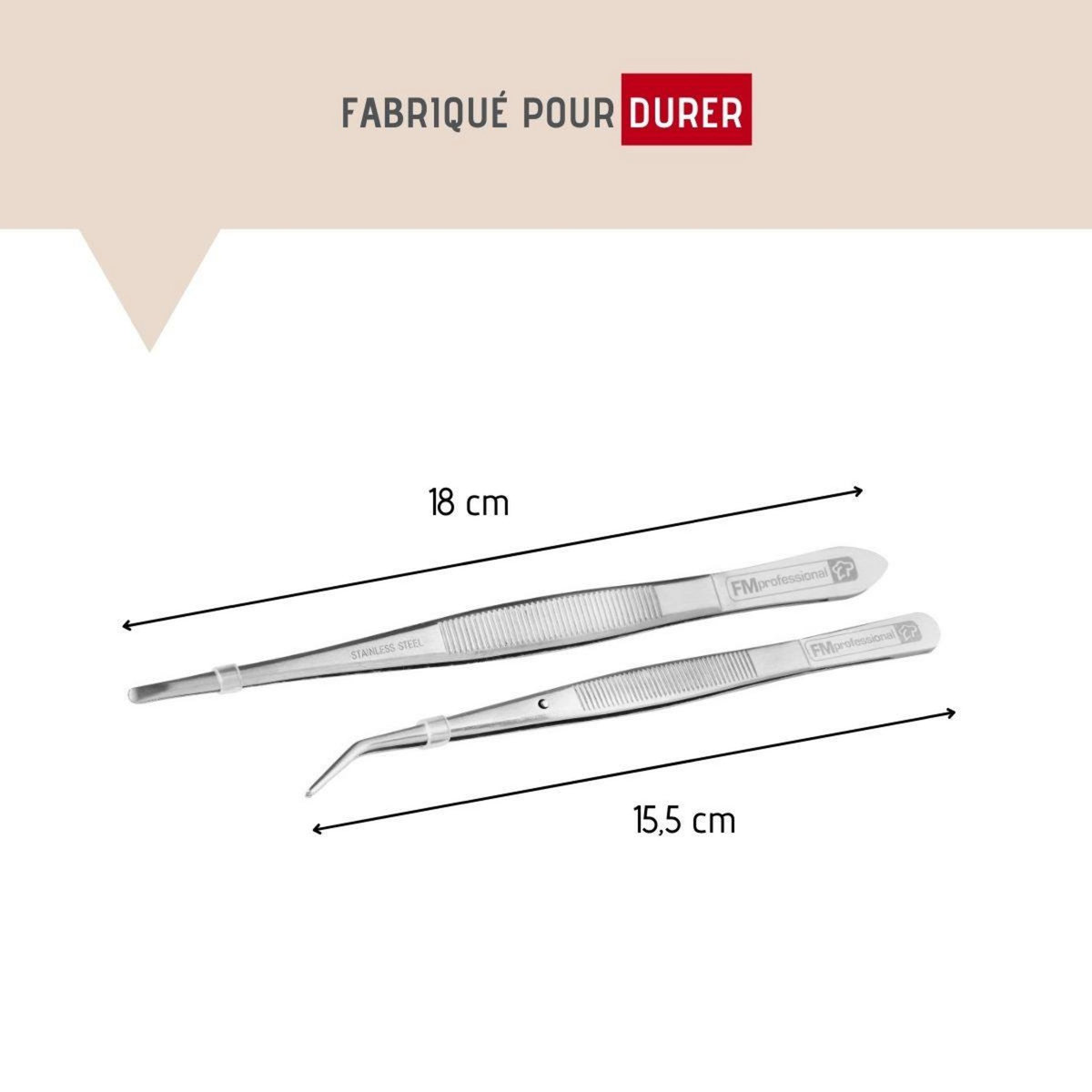 FM PROFESSIONAL Lot de 2 pinces à dresser inox 18 et 15,5 cm FM Professional Pâtisserie