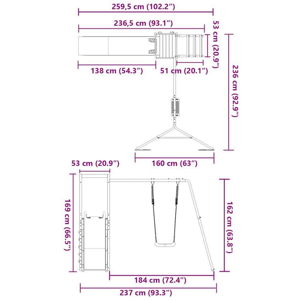 VIDAXL Aire de jeux d'exterieur bois de pin impregne