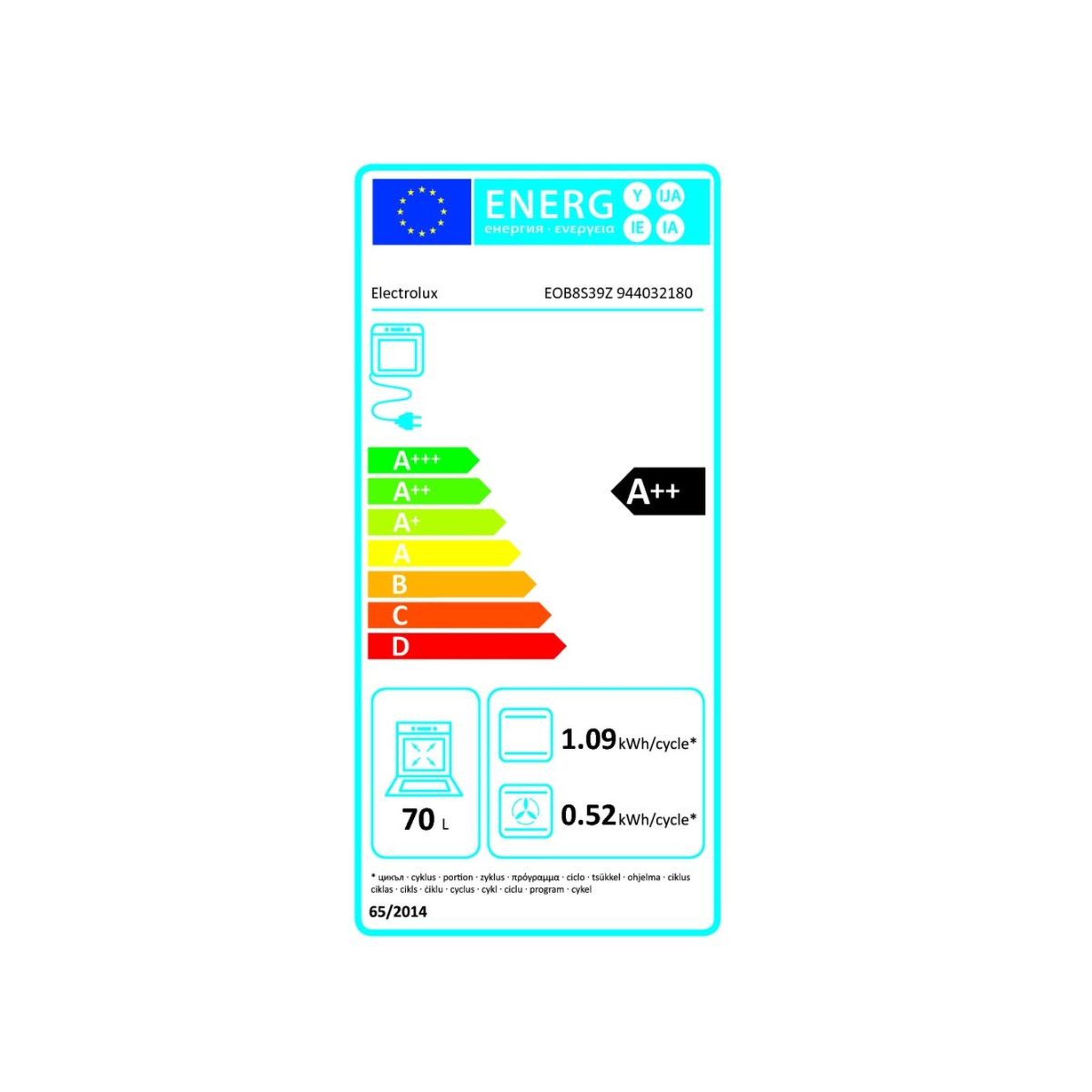 Voir la diapositive 2 : ELECTROLUX Four vapeur intégrable 70l 60cm - eob8s39z1