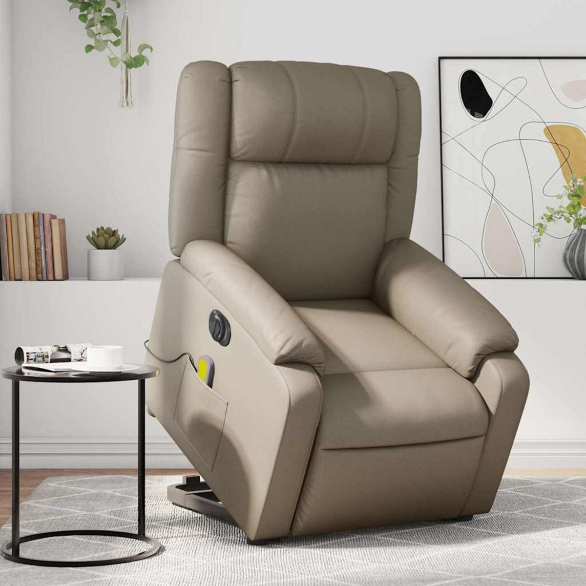 VIDAXL Fauteuil inclinable de massage electrique cappuccino similicuir