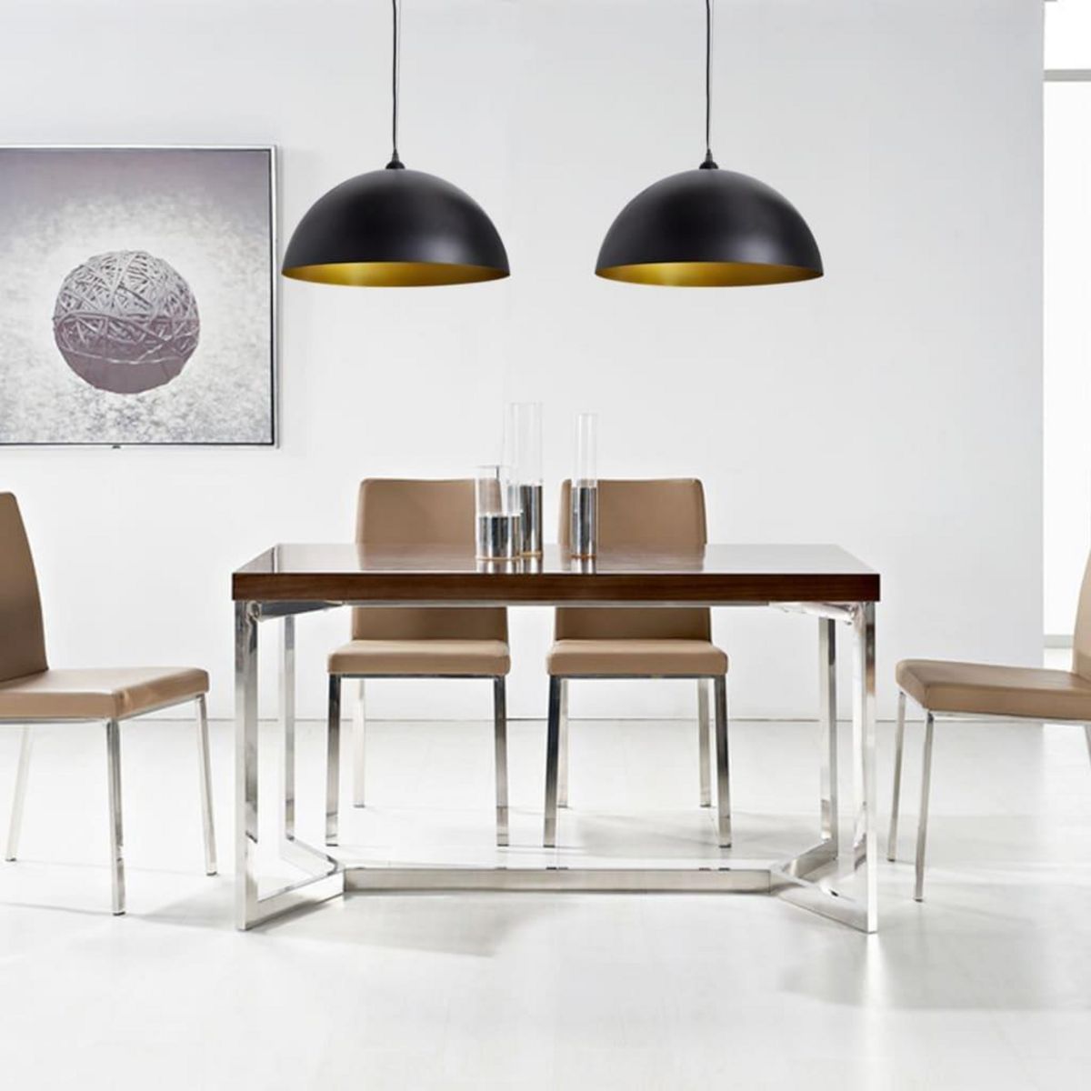 VIDAXL Plafonniers 2 pcs Hauteur reglable Semi-spherique Noir