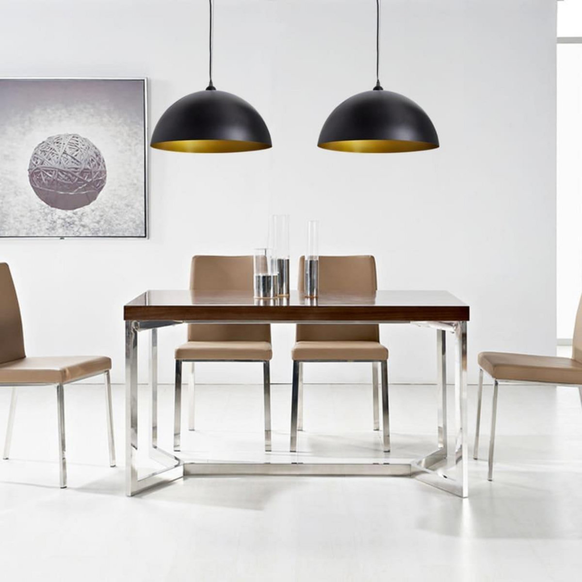 VIDAXL Plafonniers 2 pcs Hauteur reglable Semi-spherique Noir