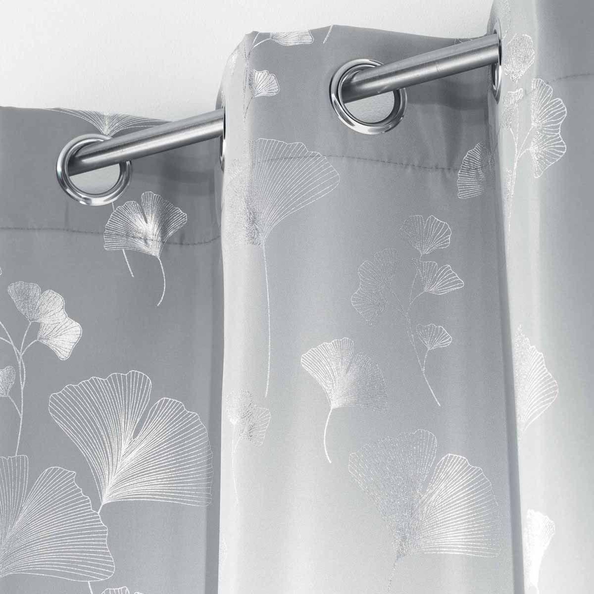 Voir la diapositive 2 : Douceur d'Intérieur Rideau déco à œillets  bloomy  140x260cm gris