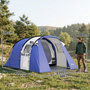 Voir la diapositive 3 : OUTSUNNY Tente de camping 4 pers. chambre + séjour imperméable 3000mm - 4,20x3x2m - bleu