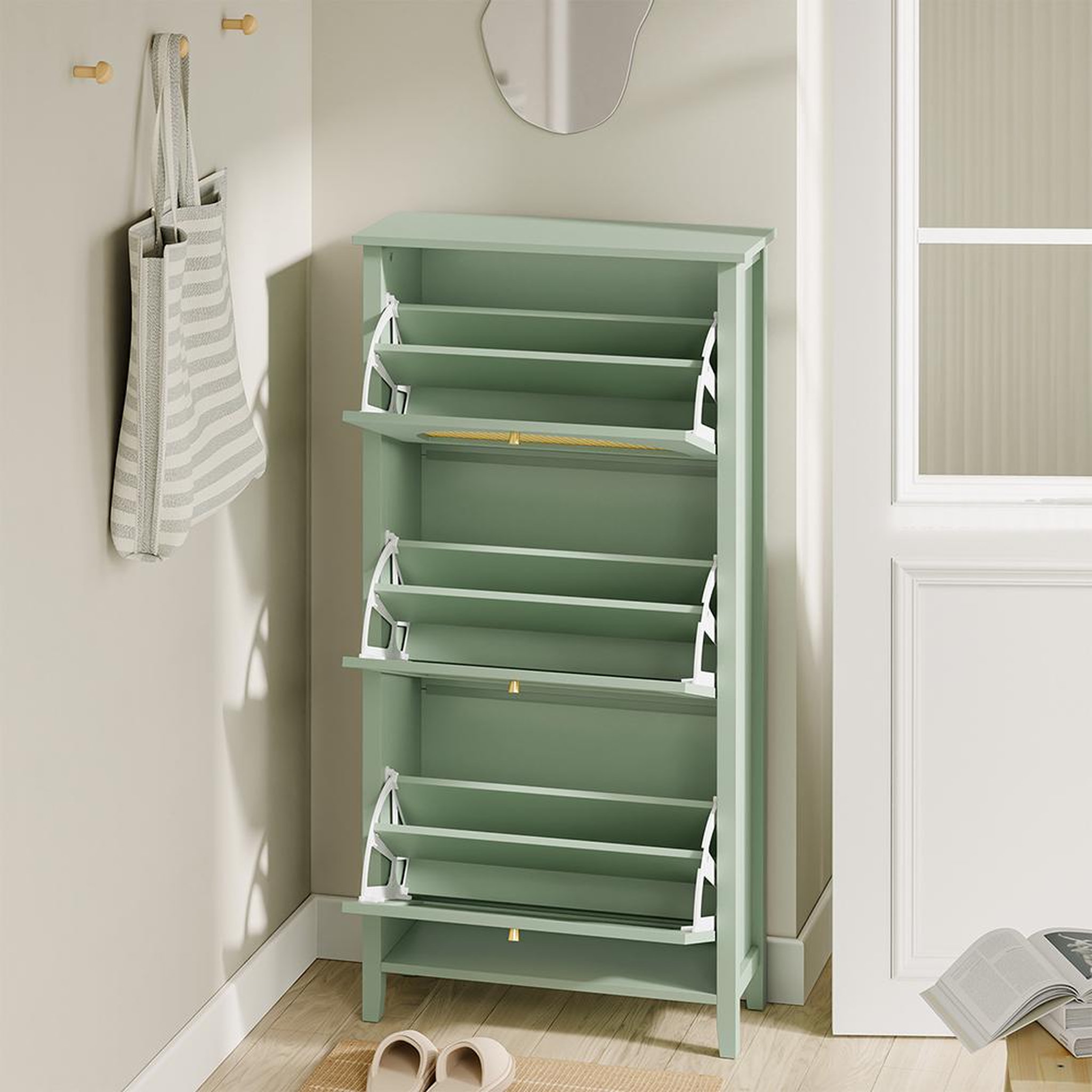 Voir la diapositive 5 : SOBUY Armoire à Chaussures Vert 62x25x121cm FSR222-GR