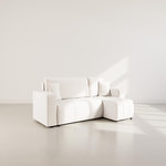 BEST MOBILIER Nicole - canapé d'angle réversible 4 places convertible avec coffre en tissu. Coloris disponibles : Jaune, Beige, Gris, Marron