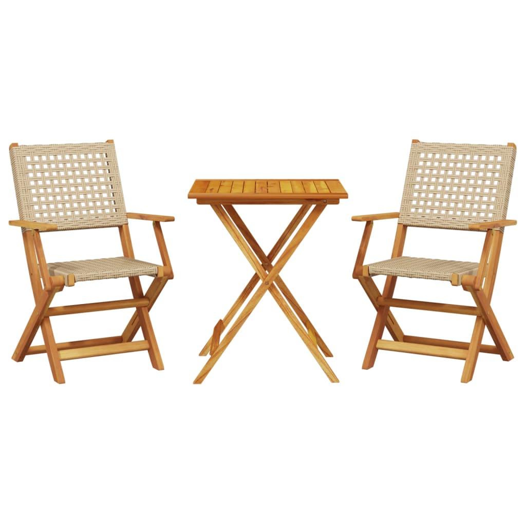 Voir la diapositive 2 : VIDAXL Ensemble de bistro 3 pcs beige resine tressee et bois massif