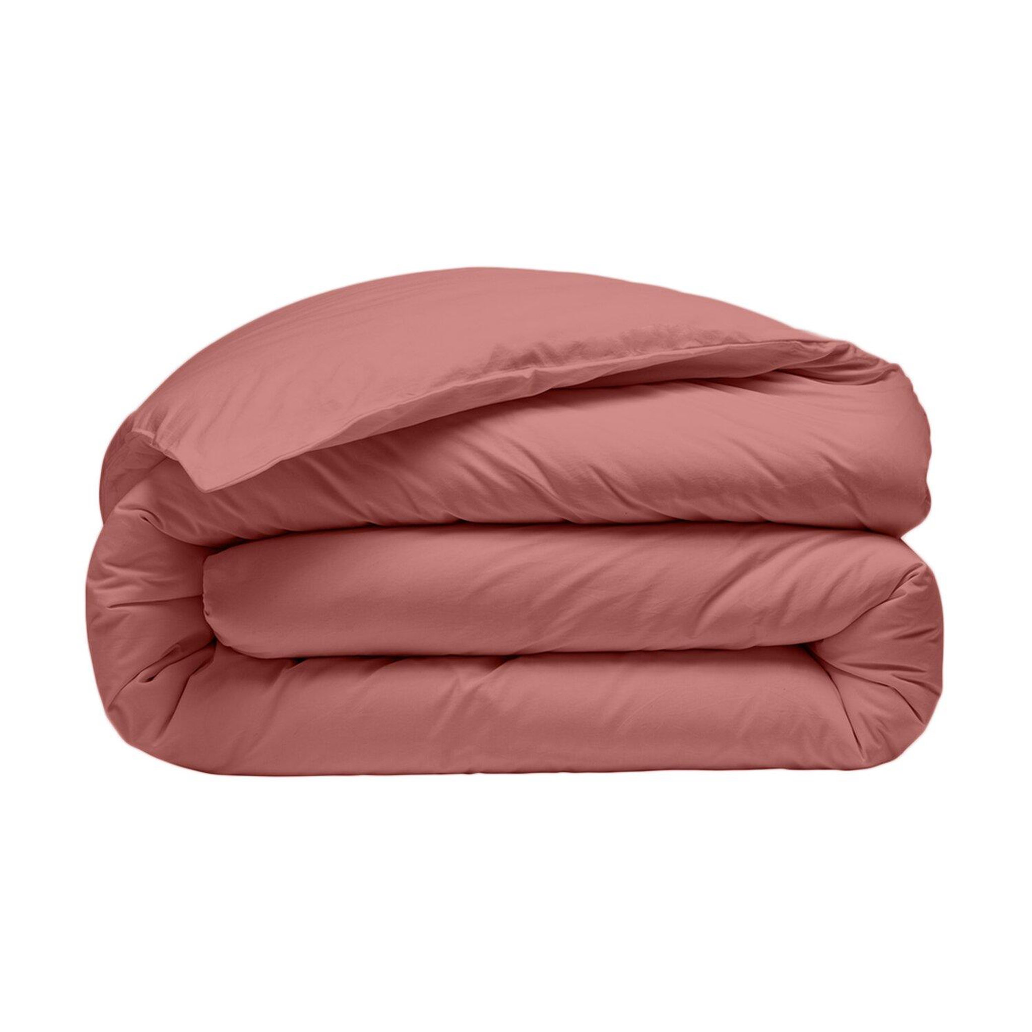 Voir la diapositive 2 : BATON ROUGE Housse de couette 100% percale de coton lavé 80fils/cm² - finition bouteille 40cm - vieux rose