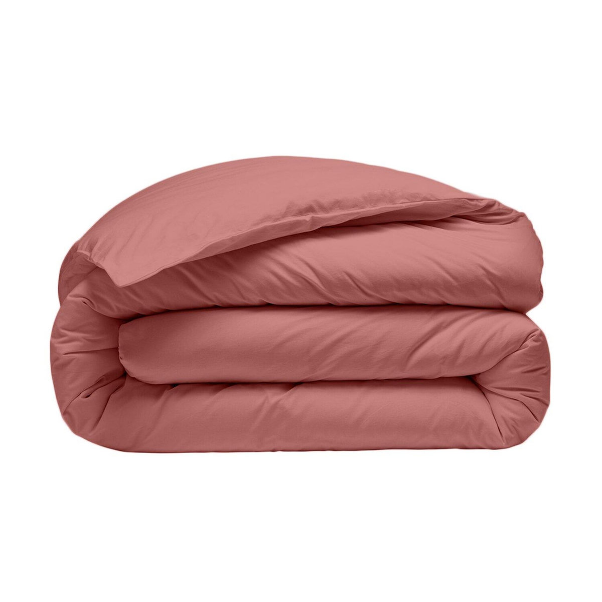BATON ROUGE Housse de couette 100% percale de coton lavé 80fils/cm² - finition bouteille 40cm - vieux rose