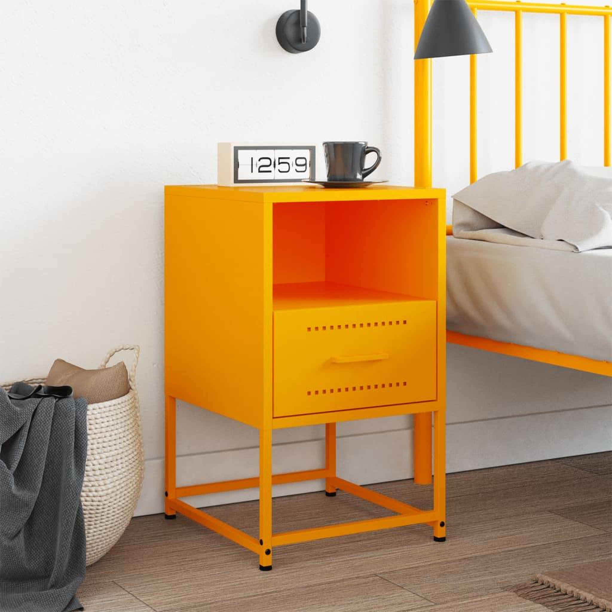 Voir la diapositive 3 : VIDAXL Table de chevet jaune moutarde 36x39x60,5 cm acier