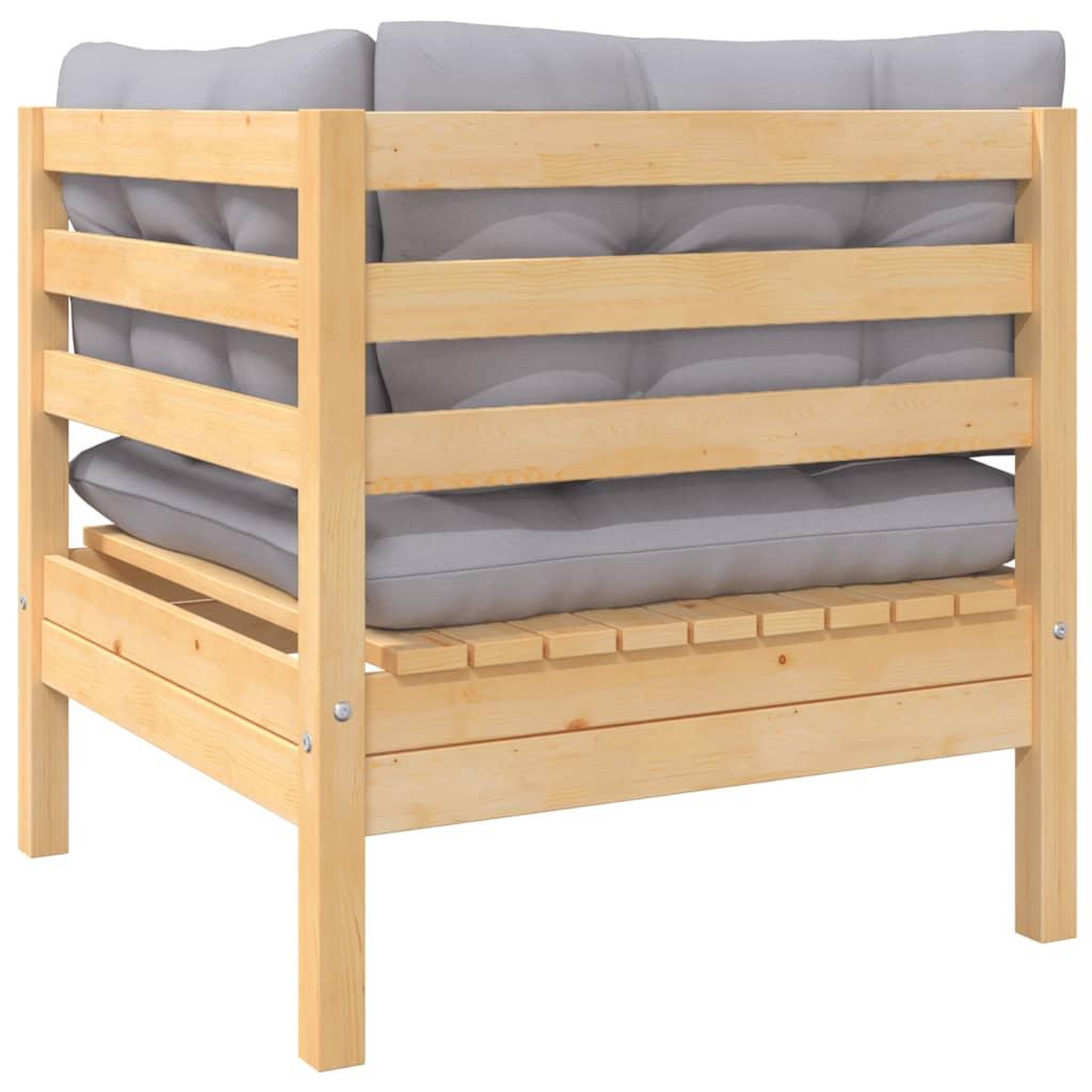Voir la diapositive 3 : VIDAXL Canape d'angle de jardin avec coussins gris Bois de pin massif