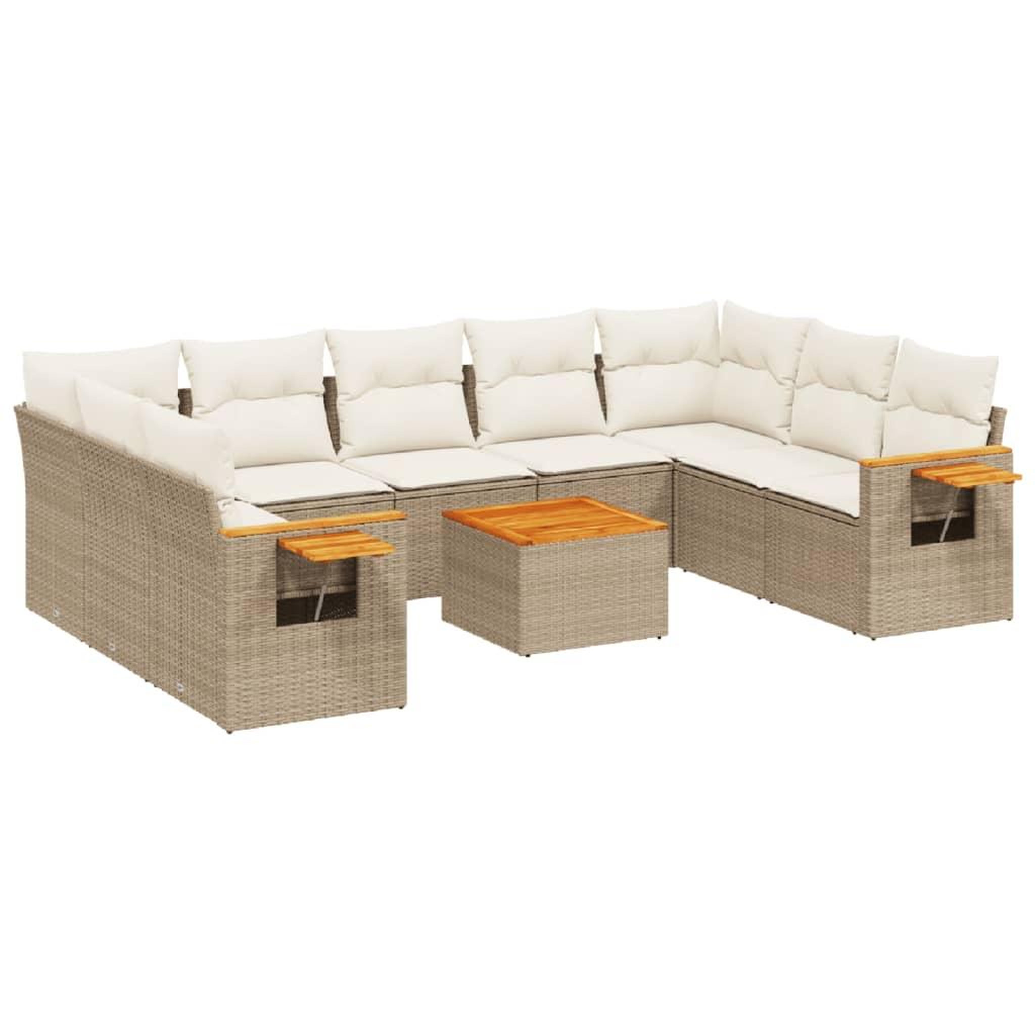 Voir la diapositive 2 : VIDAXL Salon de jardin avec coussins 10 pcs beige resine tressee