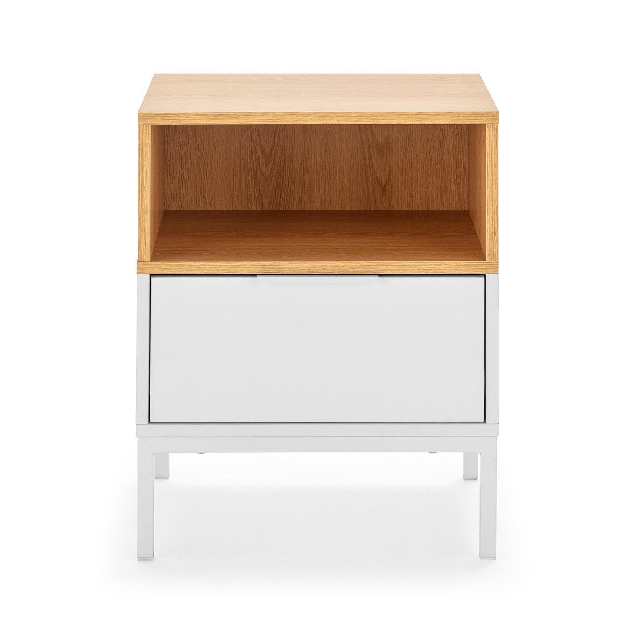 Voir la diapositive 4 : VS VENTA-STOCK Table de chevet Nieve 1 tiroir couleur Blanc