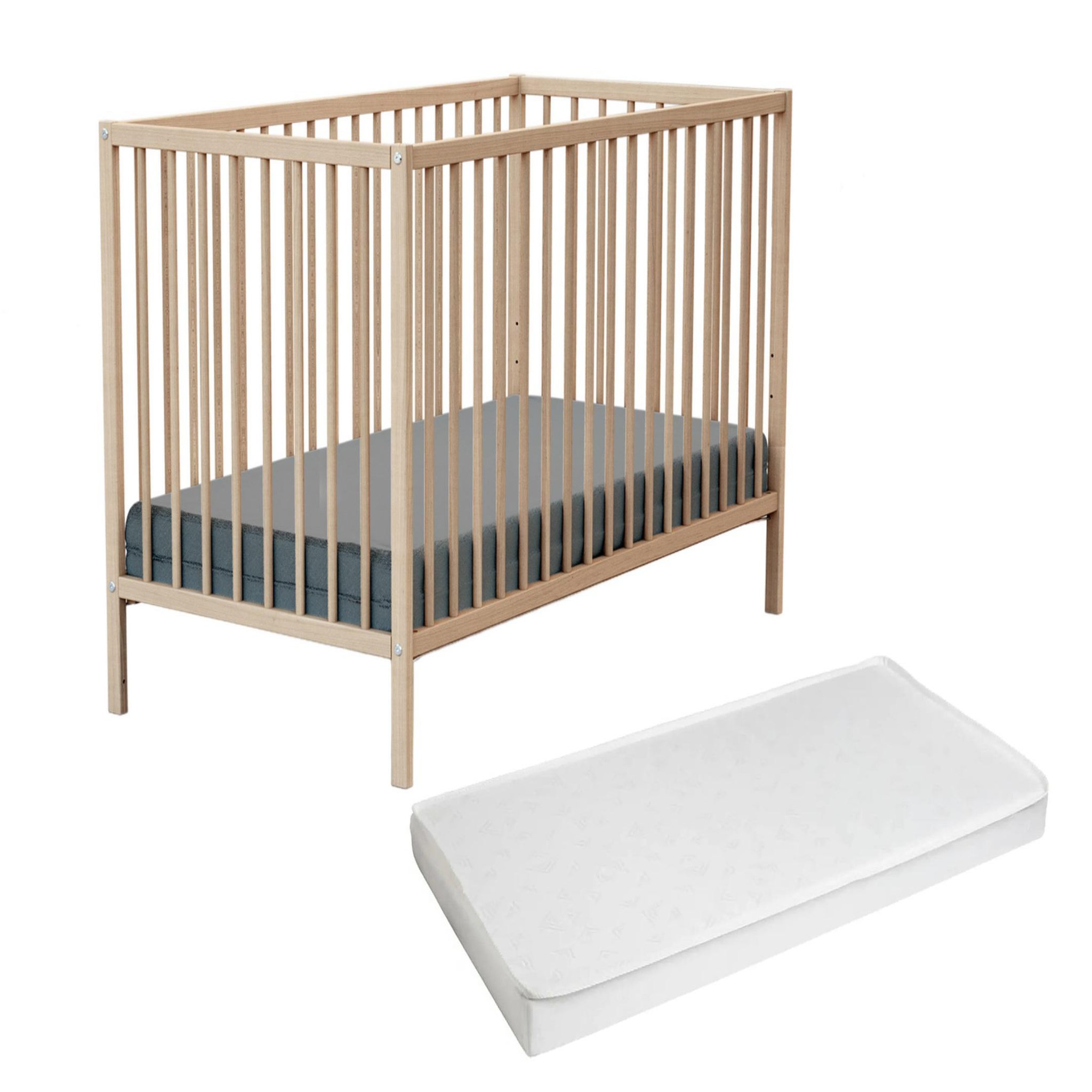 Voir la diapositive 1 : WEBABY Lit bébé en bois avec matelas