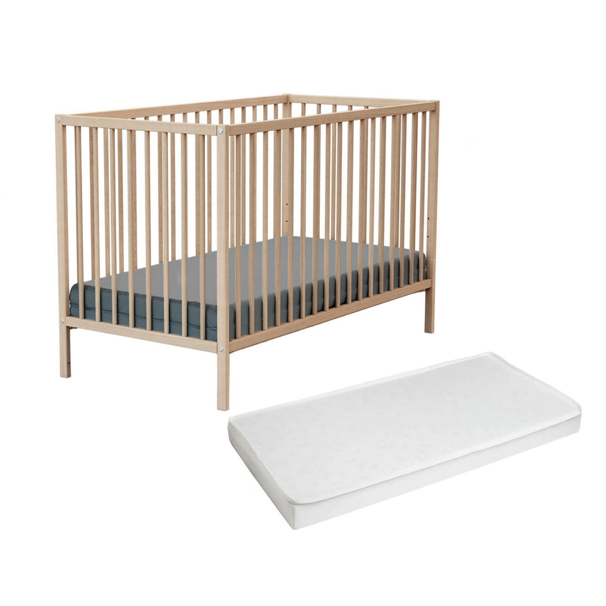 WEBABY Lit bébé en bois avec matelas