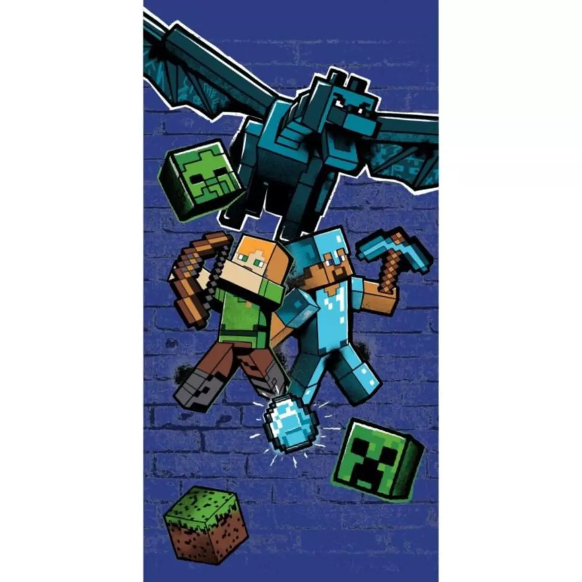 MINECRAFT Minecraft - Serviette de Bain Enfant Gamer - Drap de plage 70x140 cm