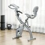 Voir la diapositive 2 : HOMCOM Vélo d'appartement pliant 8 niveaux de résistance magnétique dossier selle réglable poignées ergonomiques écran LCD multifonction suspensions support tablette acier gris