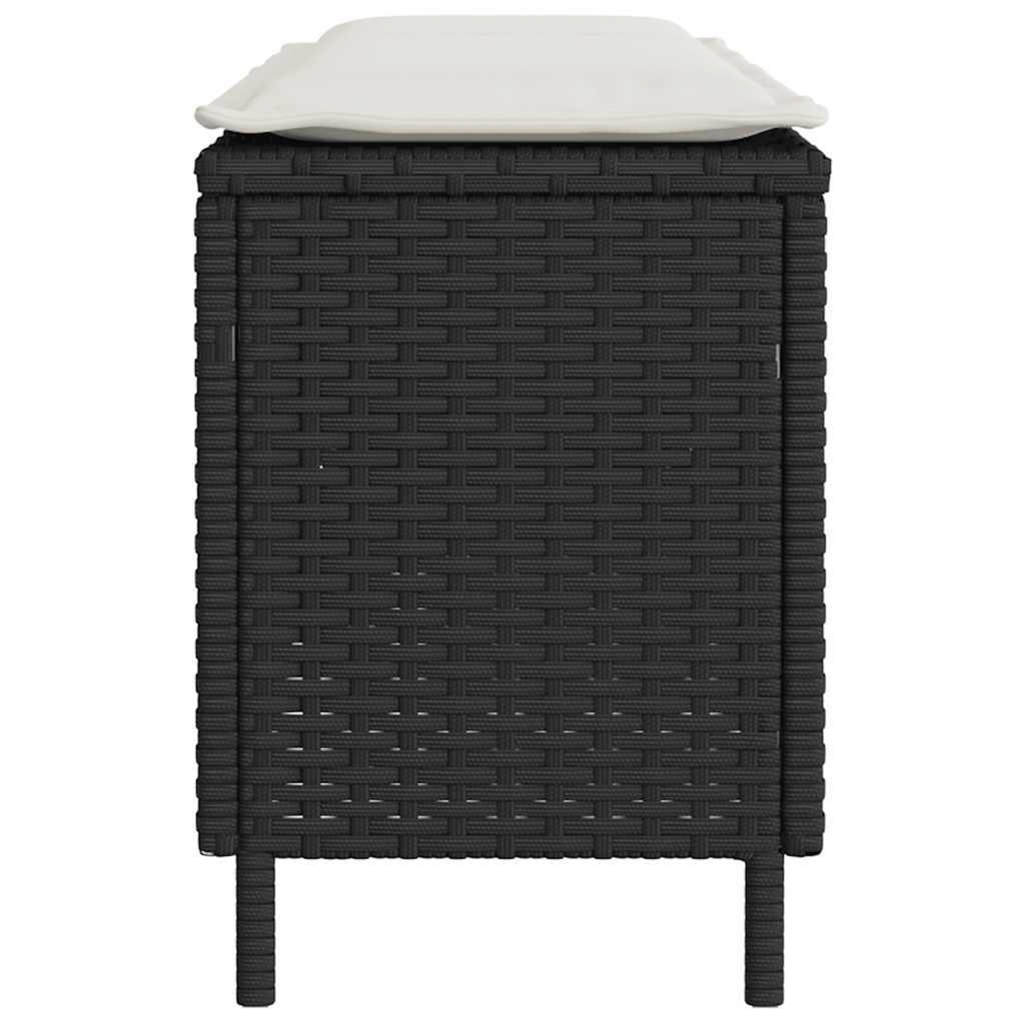 Voir la diapositive 5 : VIDAXL Banc de jardin avec coussin noir 110x30x40,5 cm resine tressee