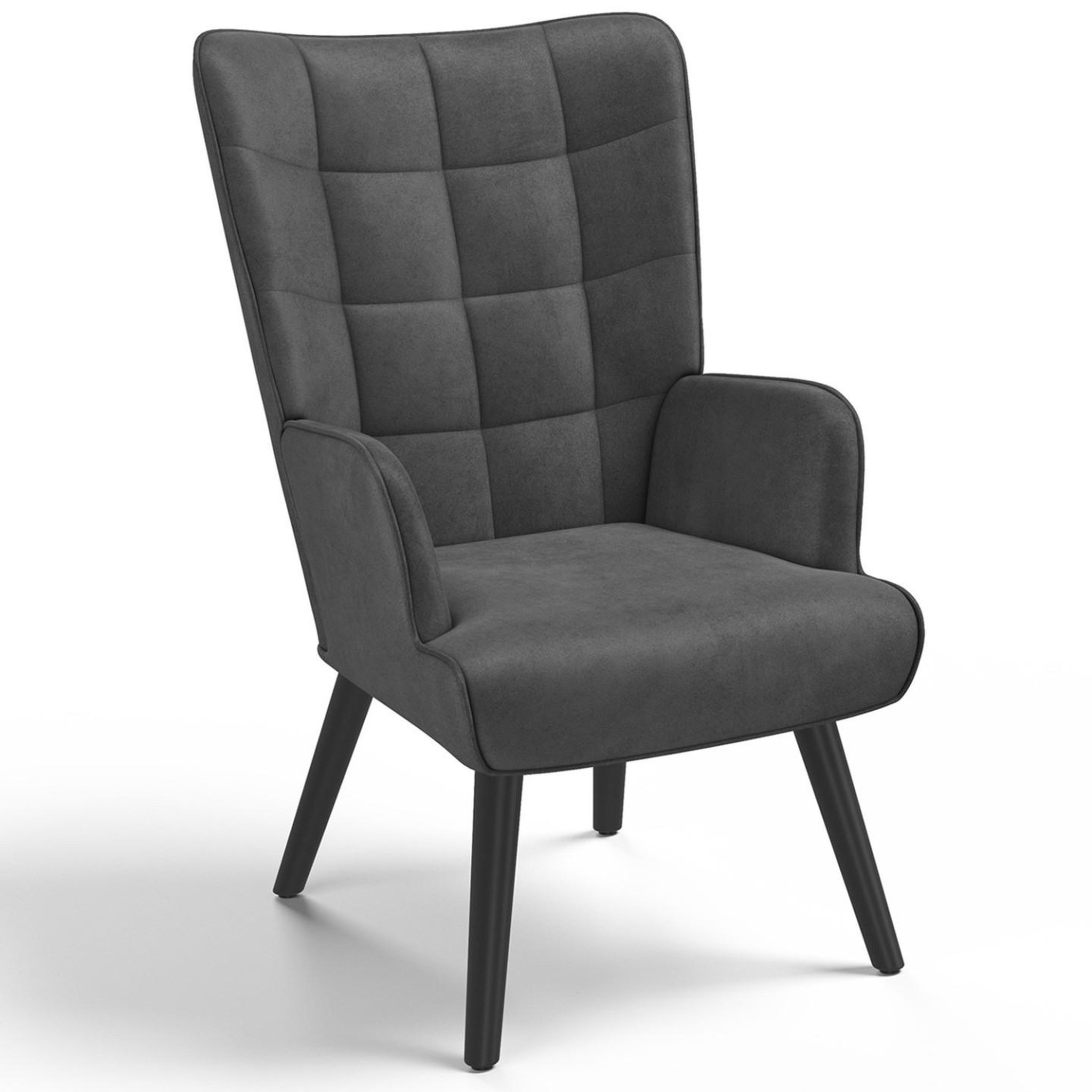 ID MARKET Fauteuil scandinave ania en velours gris